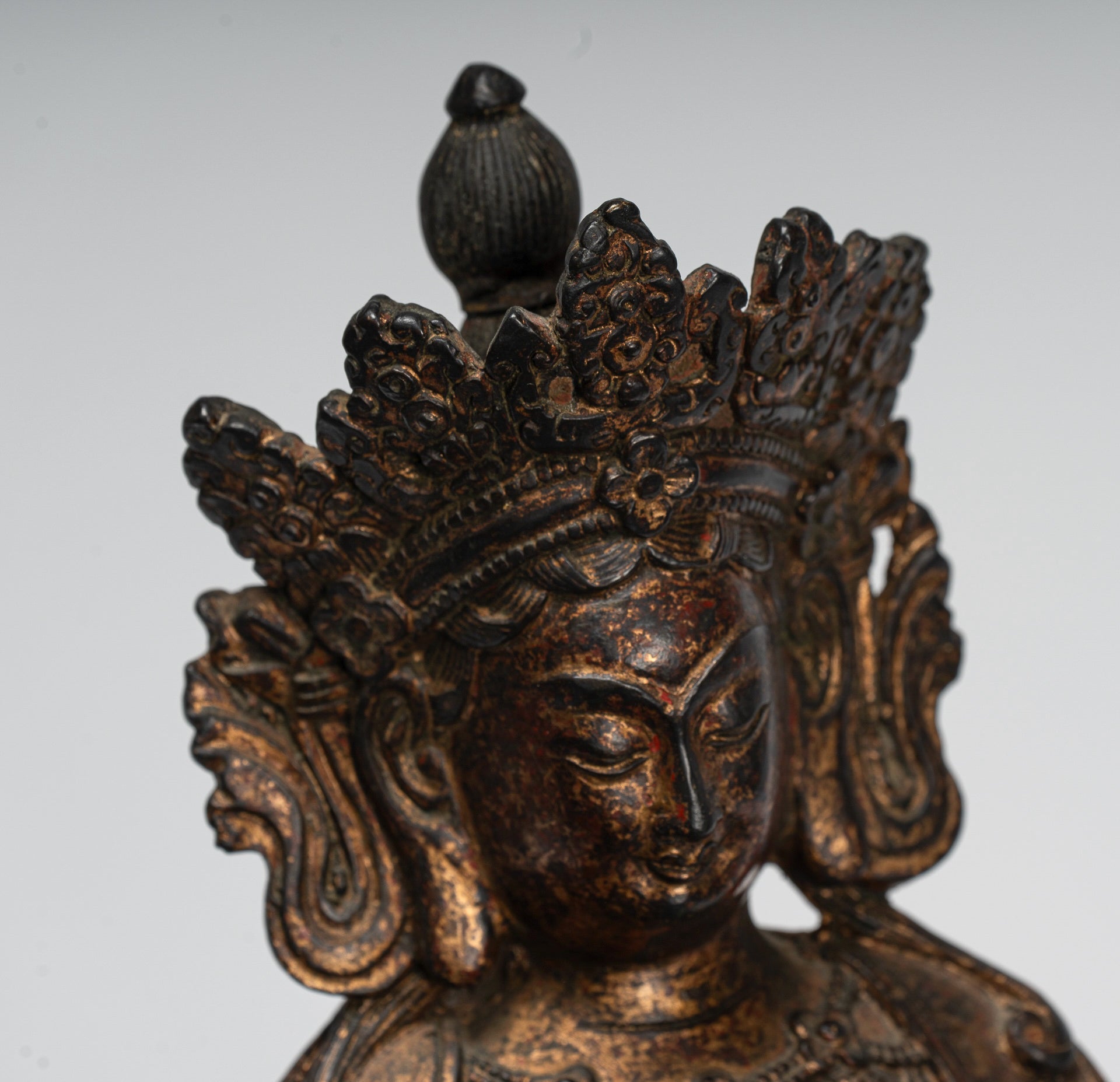 Buddha Statue - Antique Tibet Style Seated Bronze Teaching Buddha - 28cm/11"