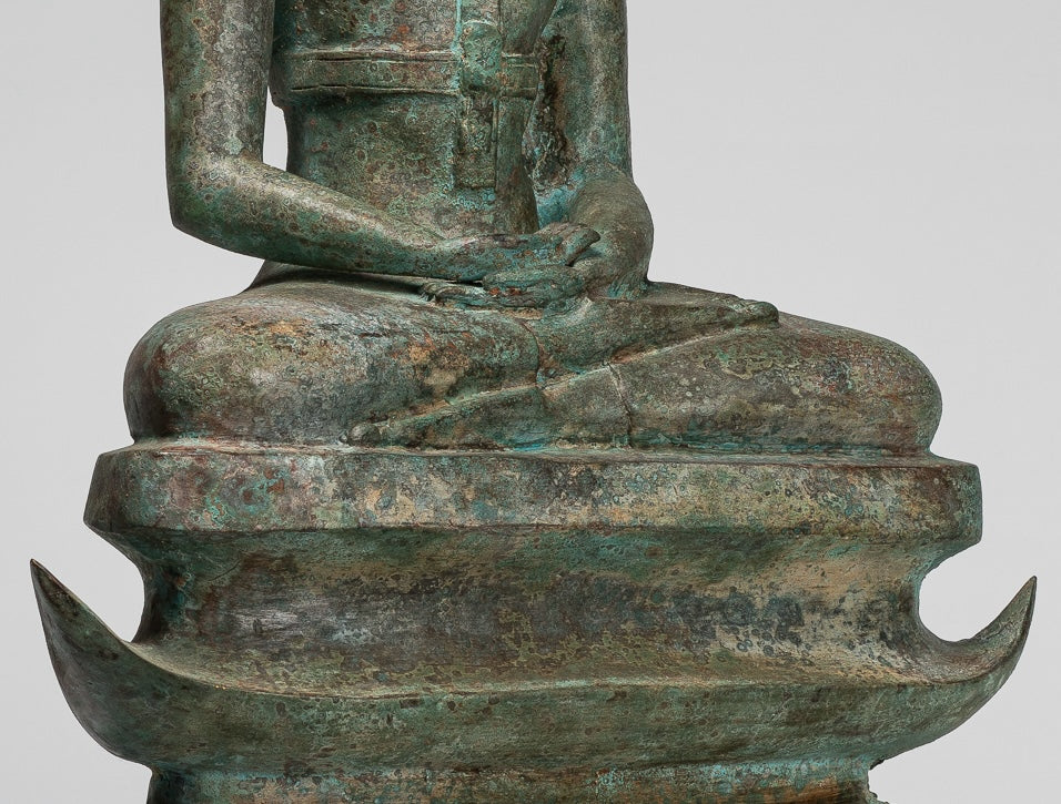 Buddha Statue - Large Antique Laos Style Meditation Buddha Statue - 71cm/28"