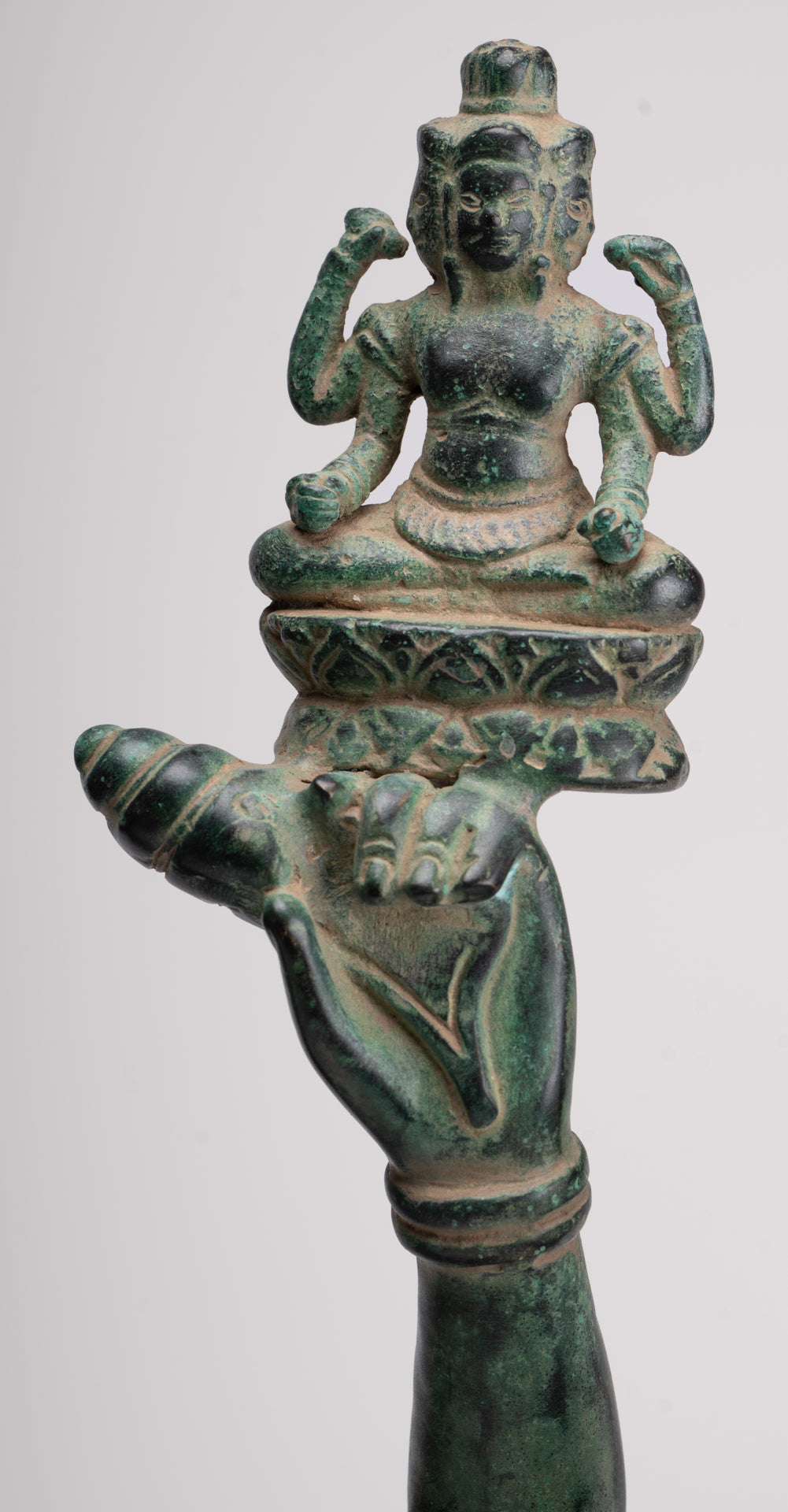 Antique Khmer Style Angkor Wat Bronze Reclining Vishnu Statue - 52cm/21" Long