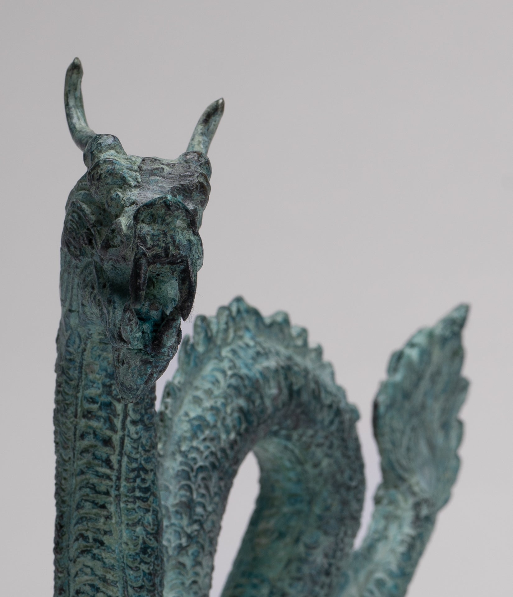Antique Chinese Style Bronze Dragon Statue - 17cm/7"