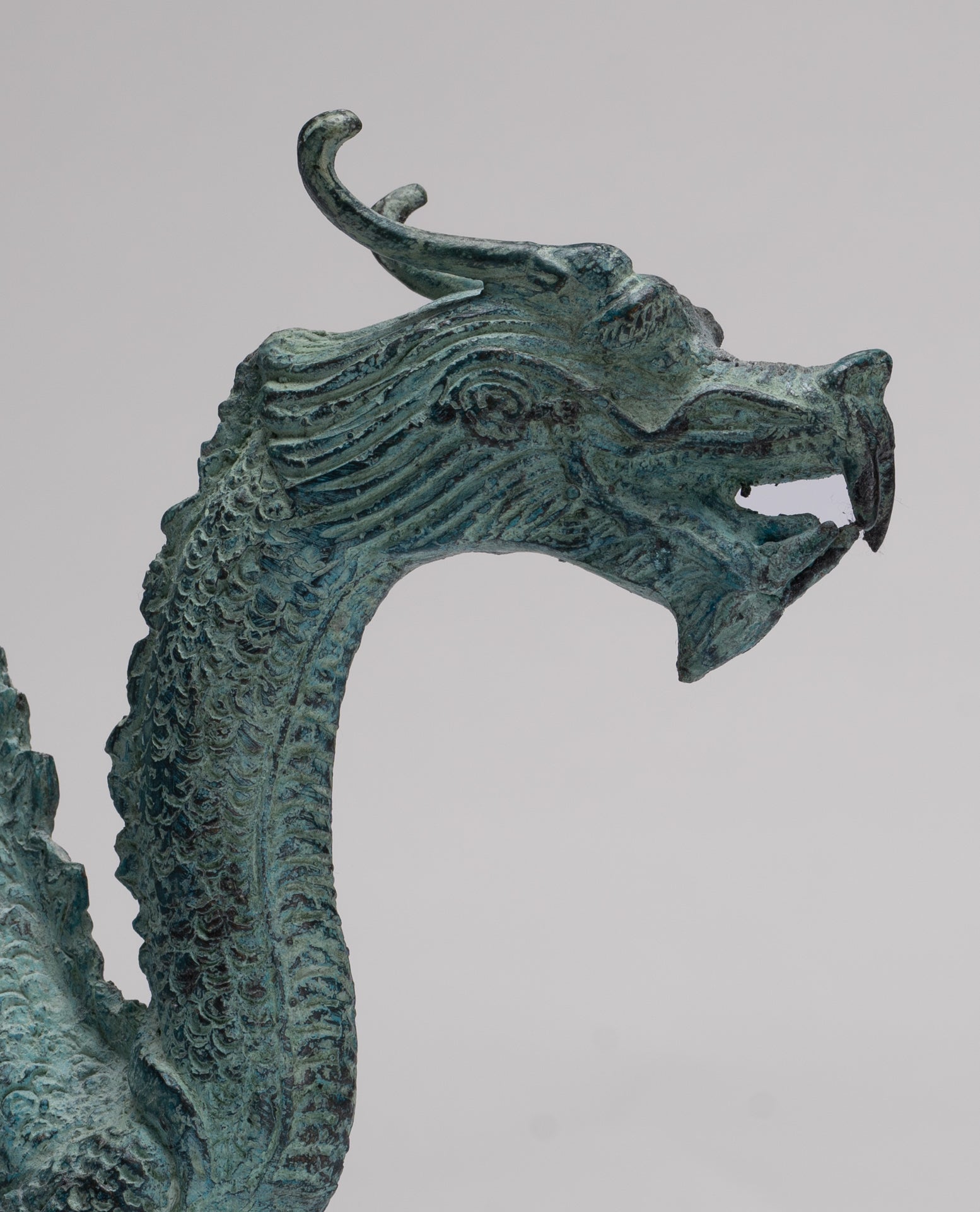 Antique Chinese Style Bronze Dragon Statue - 17cm/7"