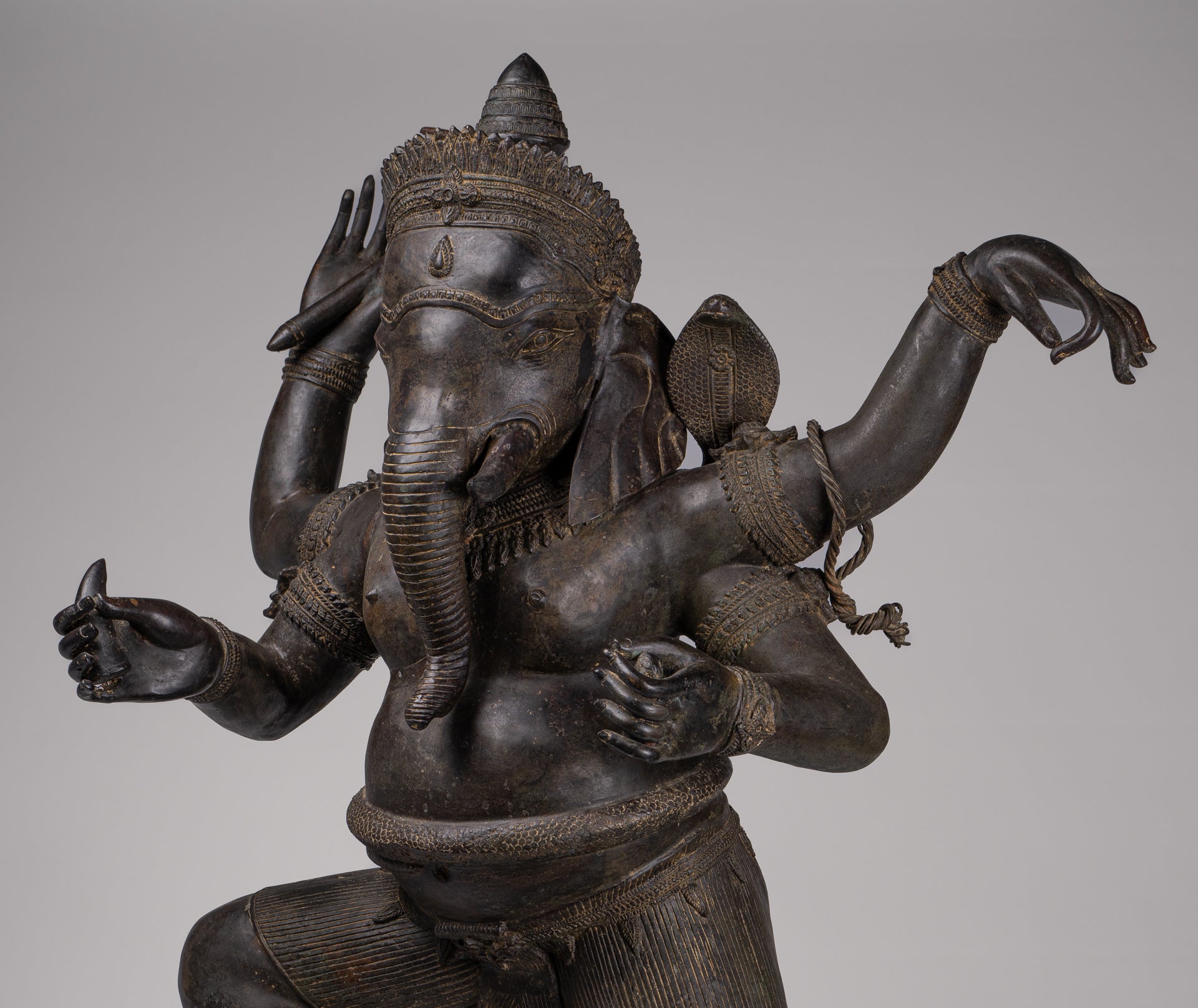Large Ganesha Statue - Antique Thai Style Bronze Dancing Ganesh Statue - 120cm/48"