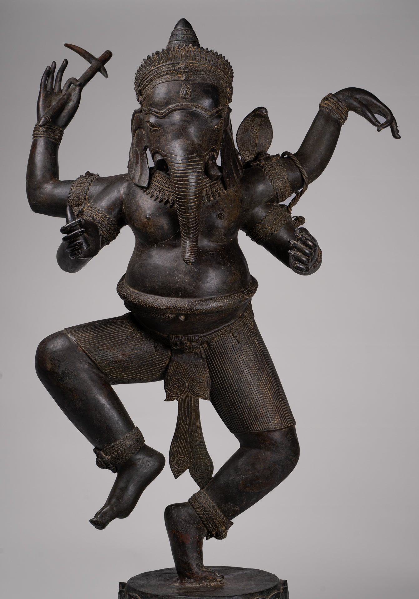 Large Ganesha Statue - Antique Thai Style Bronze Dancing Ganesh Statue - 120cm/48"