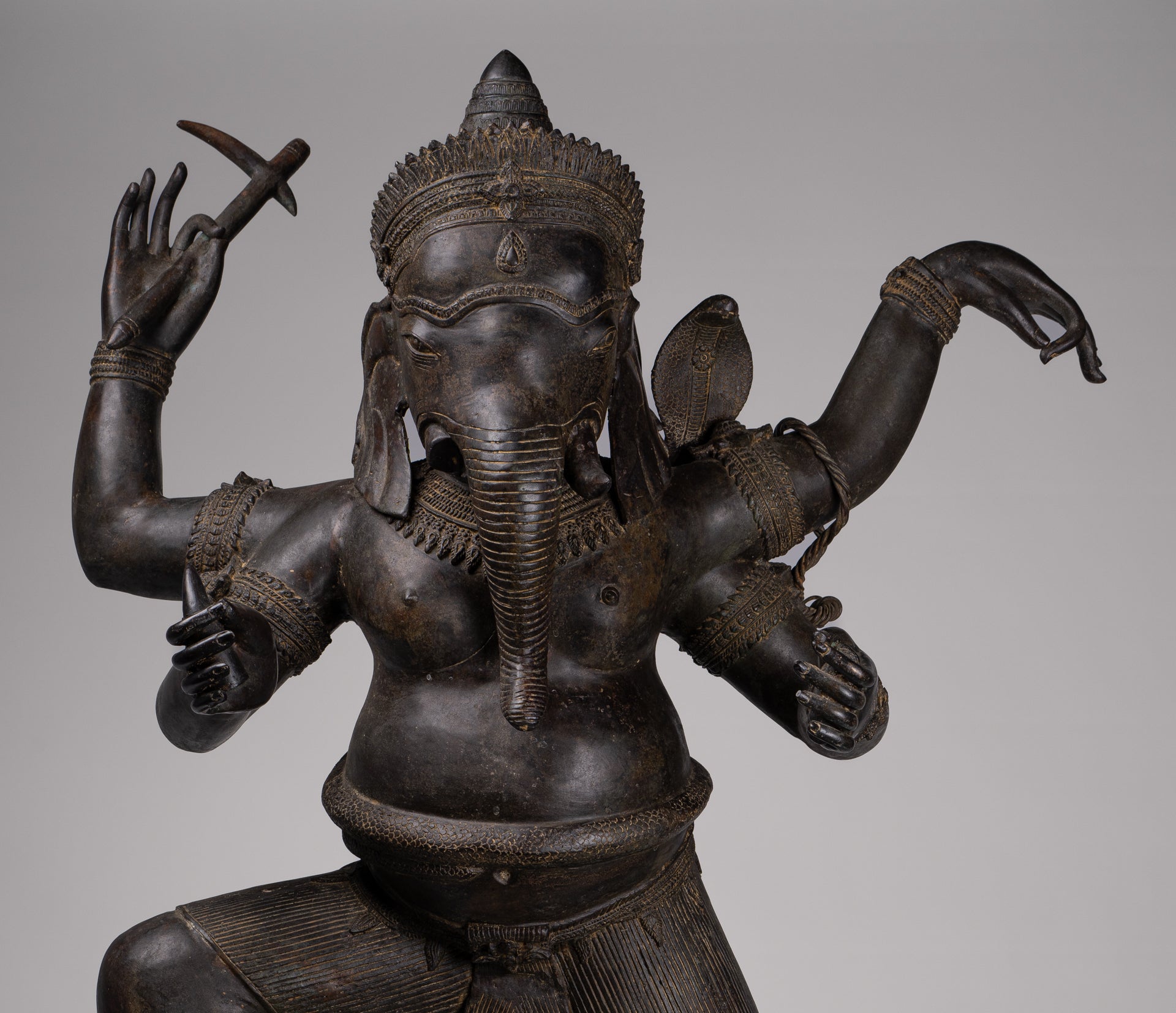 Large Ganesha Statue - Antique Thai Style Bronze Dancing Ganesh Statue - 120cm/48"
