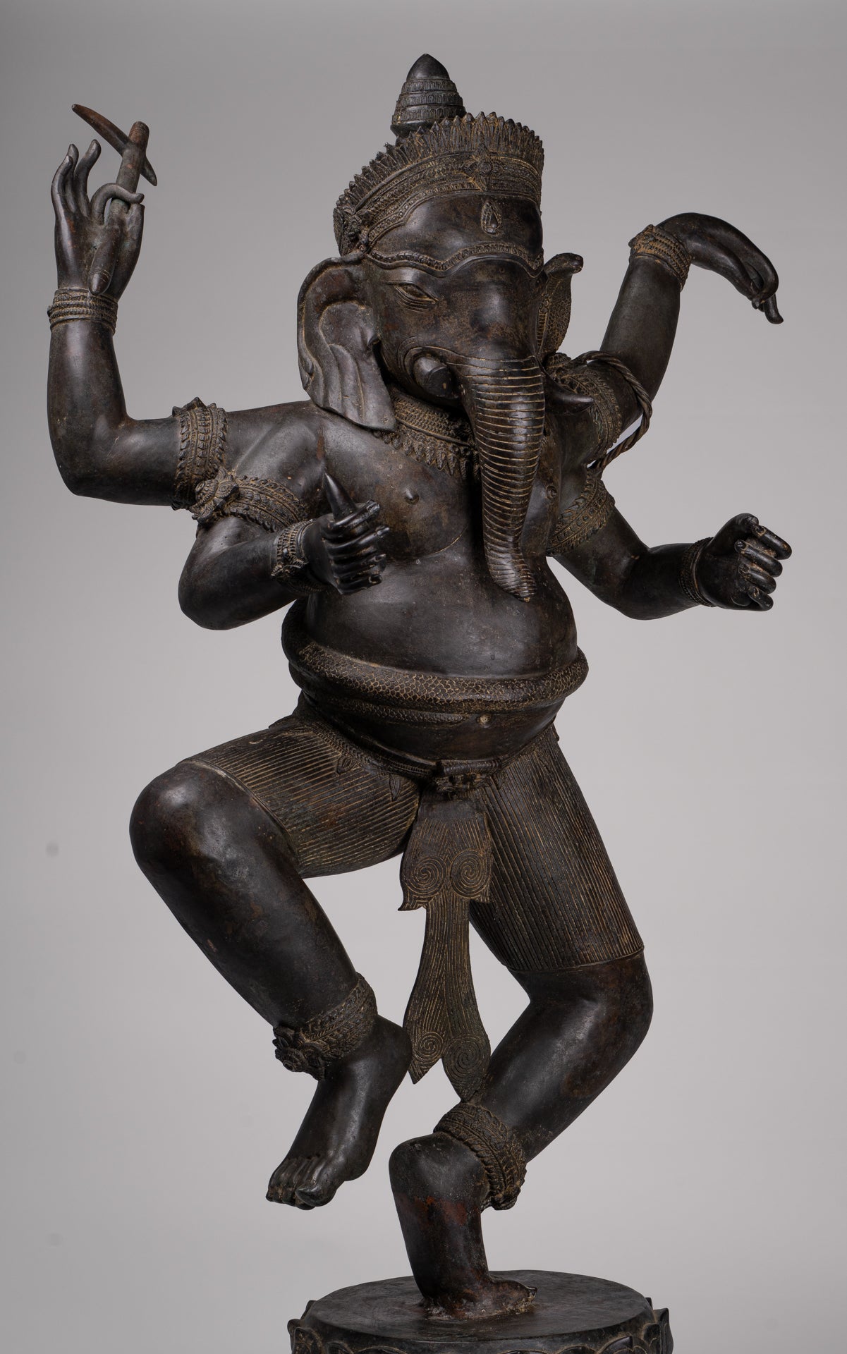 Large Ganesha Statue - Antique Thai Style Bronze Dancing Ganesh Statue - 120cm/48"