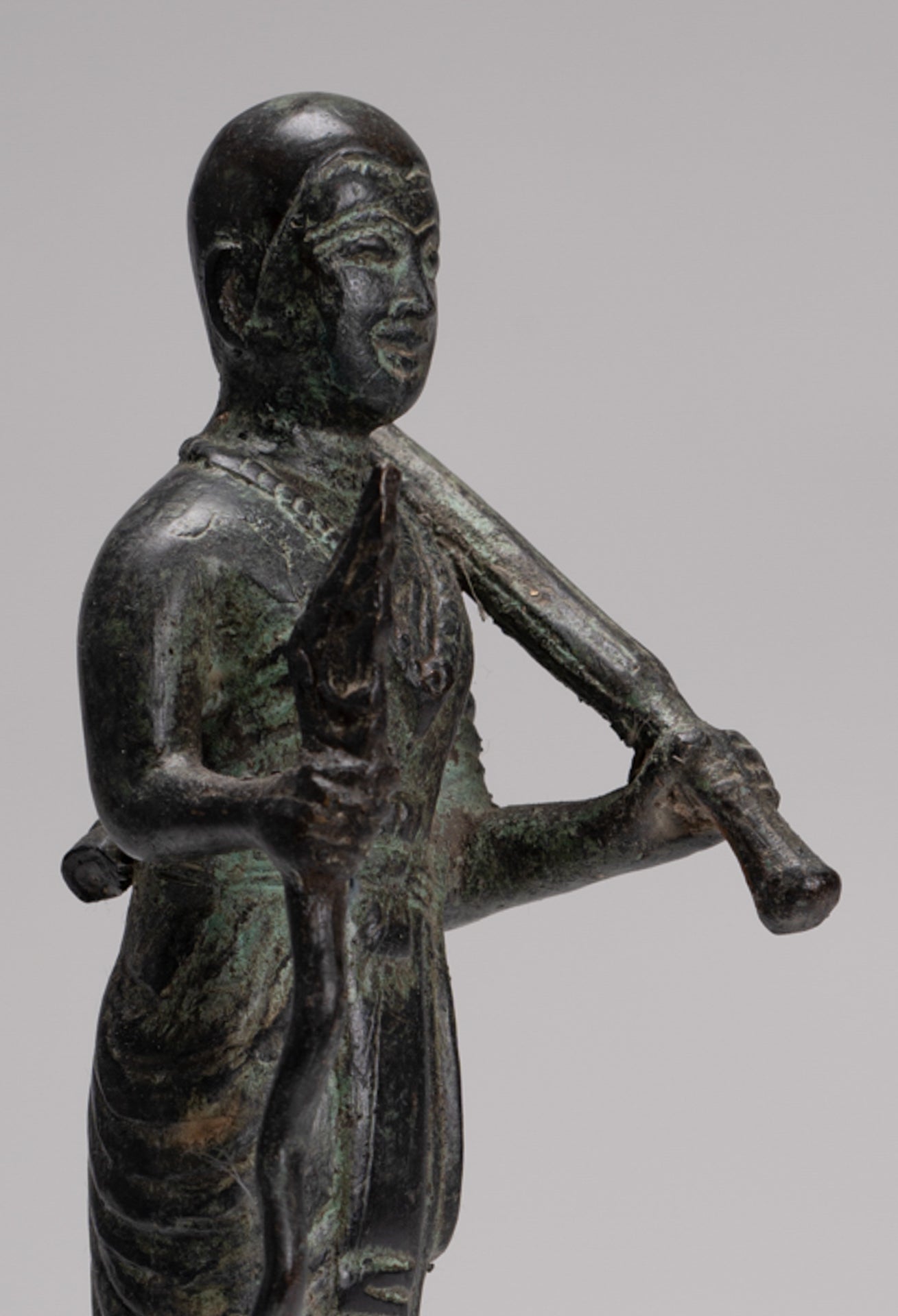 Monk - Antique Thai Style Bronze Dvaravati Devotee / Disciple of Buddha Statue - 26cm/10"