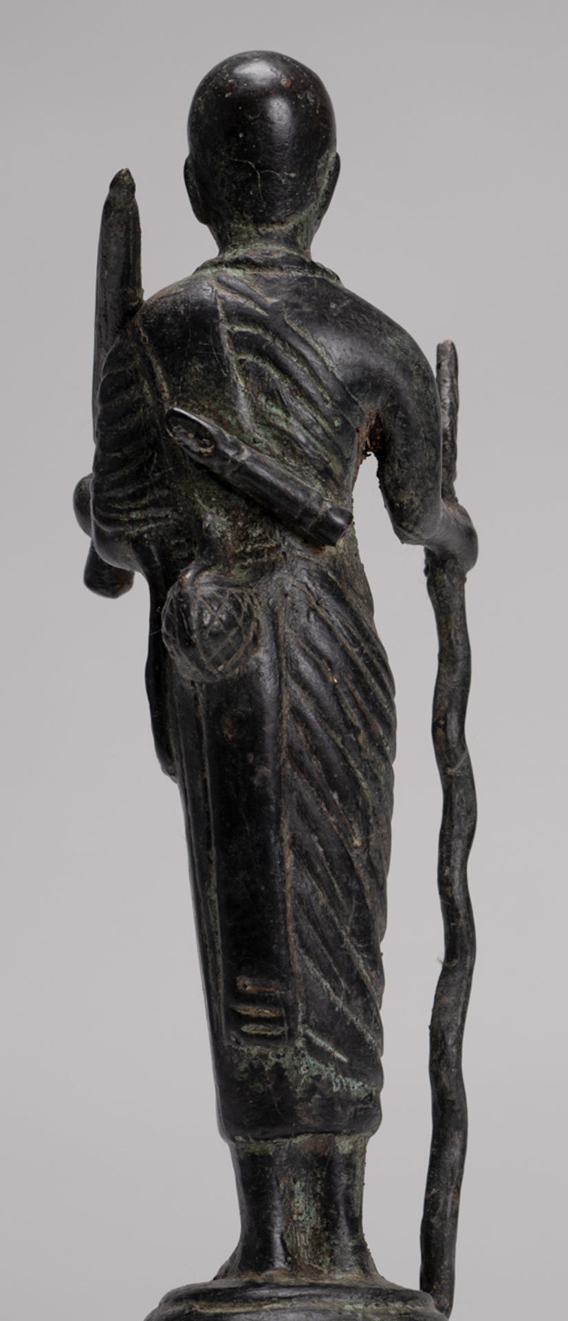 Monk - Antique Thai Style Bronze Dvaravati Devotee / Disciple of Buddha Statue - 26cm/10"