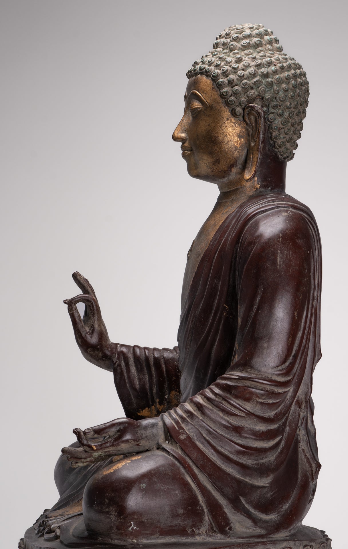Masterpiece Buddha Statue - Antique Tibet Style Seated Teaching Buddha Statue - 88cm/35"