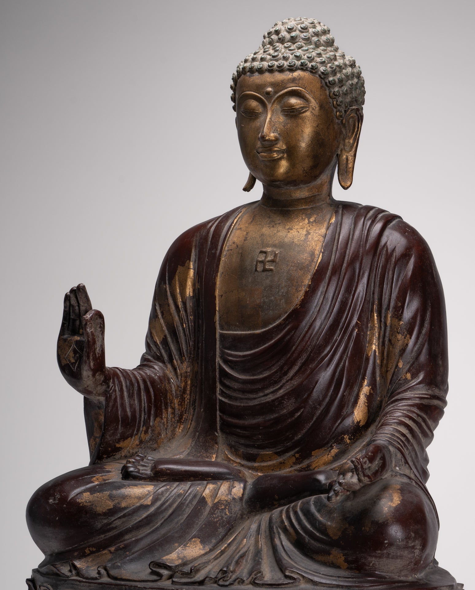 Masterpiece Buddha Statue - Antique Tibet Style Seated Teaching Buddha Statue - 88cm/35"
