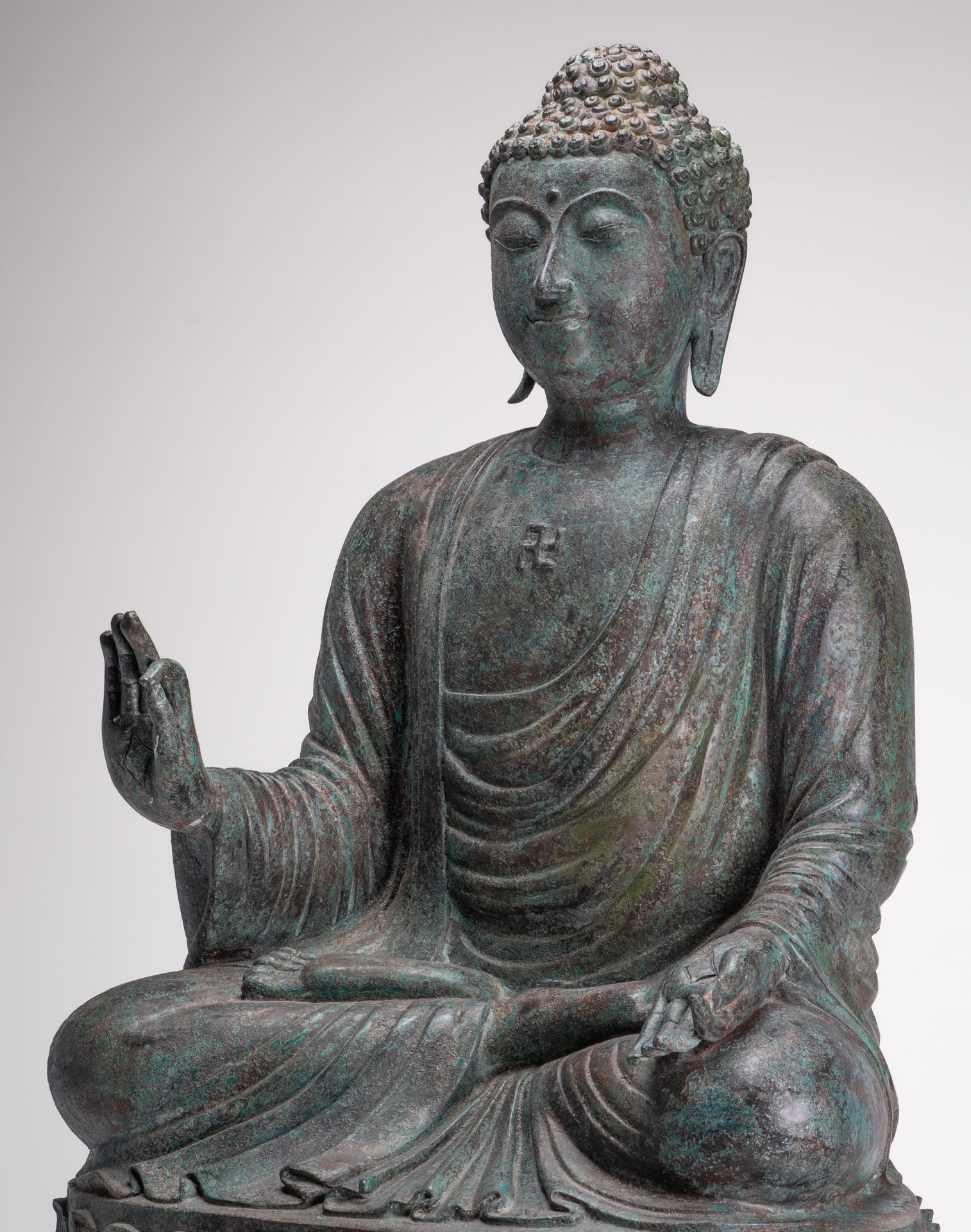 Masterpiece Antique Tibet Style Seated Teaching Buddha Statue - 88cm/35"