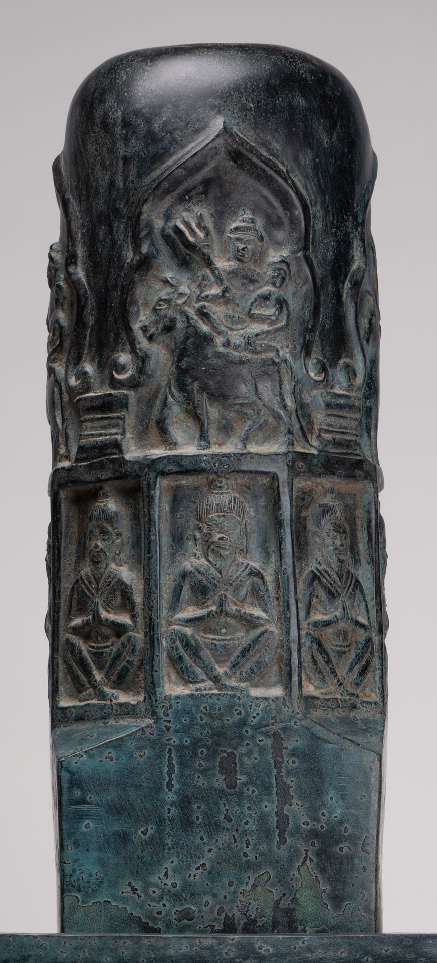 Large Linga Statue - Antique Khmer Style Bronze Linga / Lingnum & Yoni - 53cm/21"