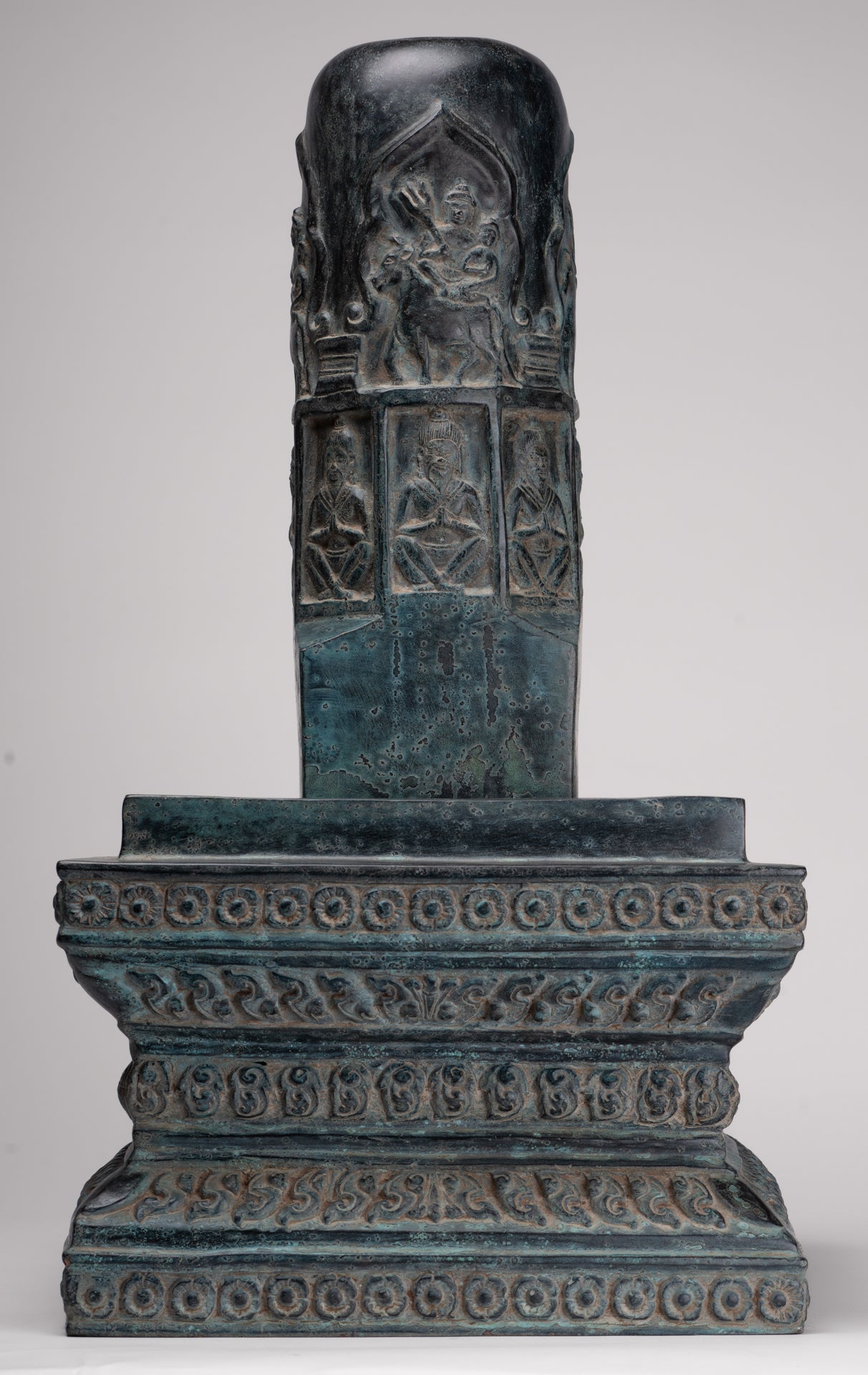 Large Linga Statue - Antique Khmer Style Bronze Linga / Lingnum & Yoni - 53cm/21"