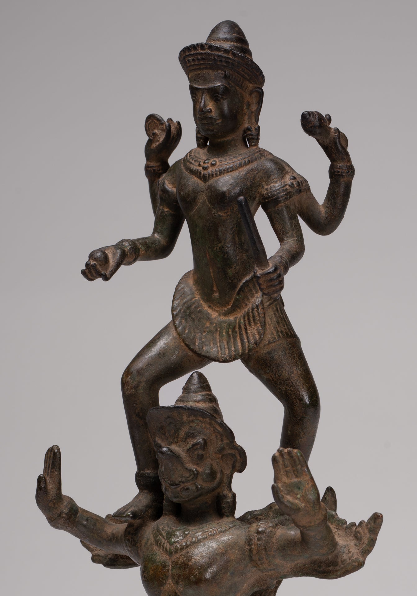 Masterpiece - Antique Khmer Style Bronze Khmer Baphuon Vishnu Statue Riding Garuda - 36cm/14"