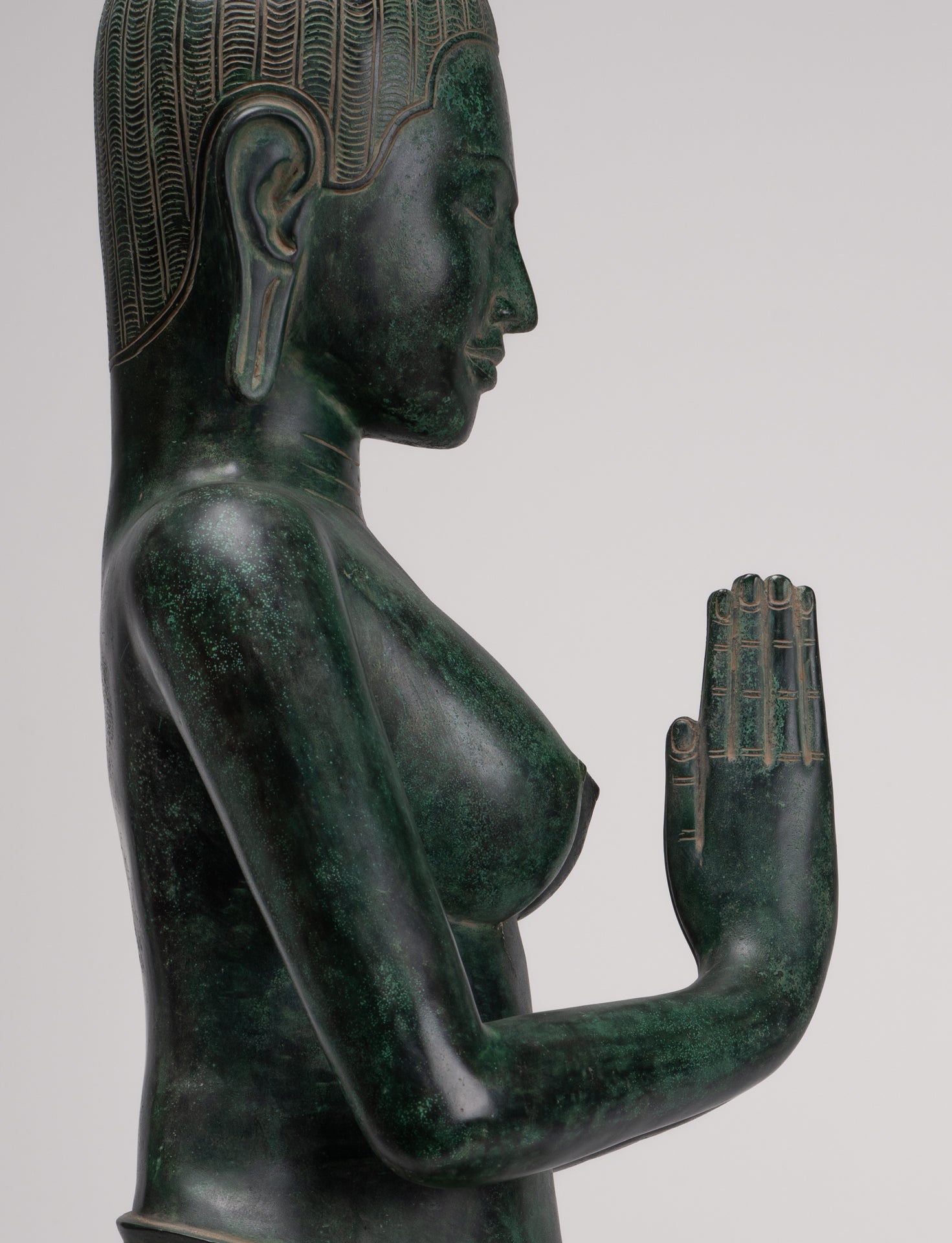 Deity Statue - Antique Khmer Style Bayon Prajnaparamita Statue / Goddess - 95cm/38"