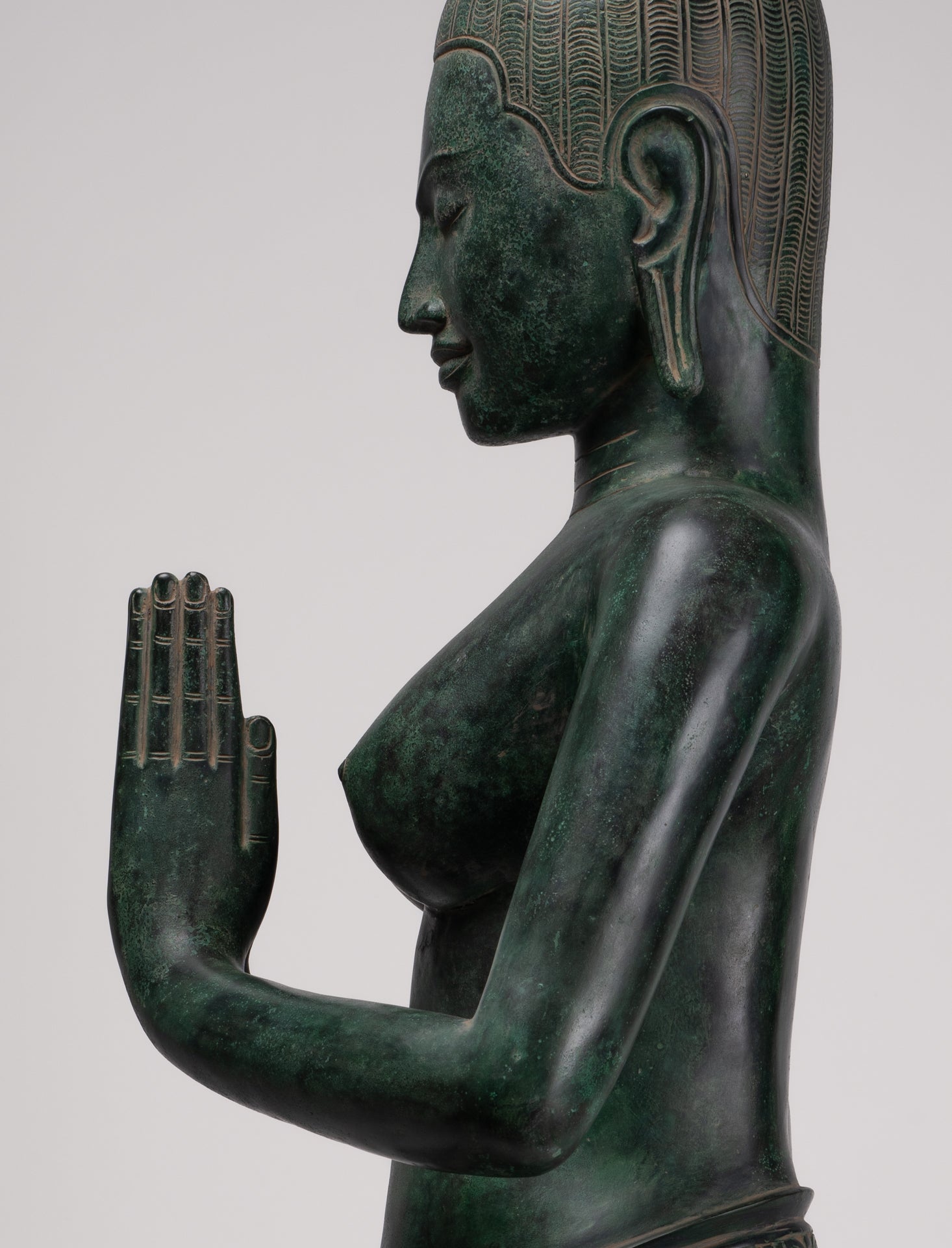 Deity Statue - Antique Khmer Style Bayon Prajnaparamita Statue / Goddess - 95cm/38"