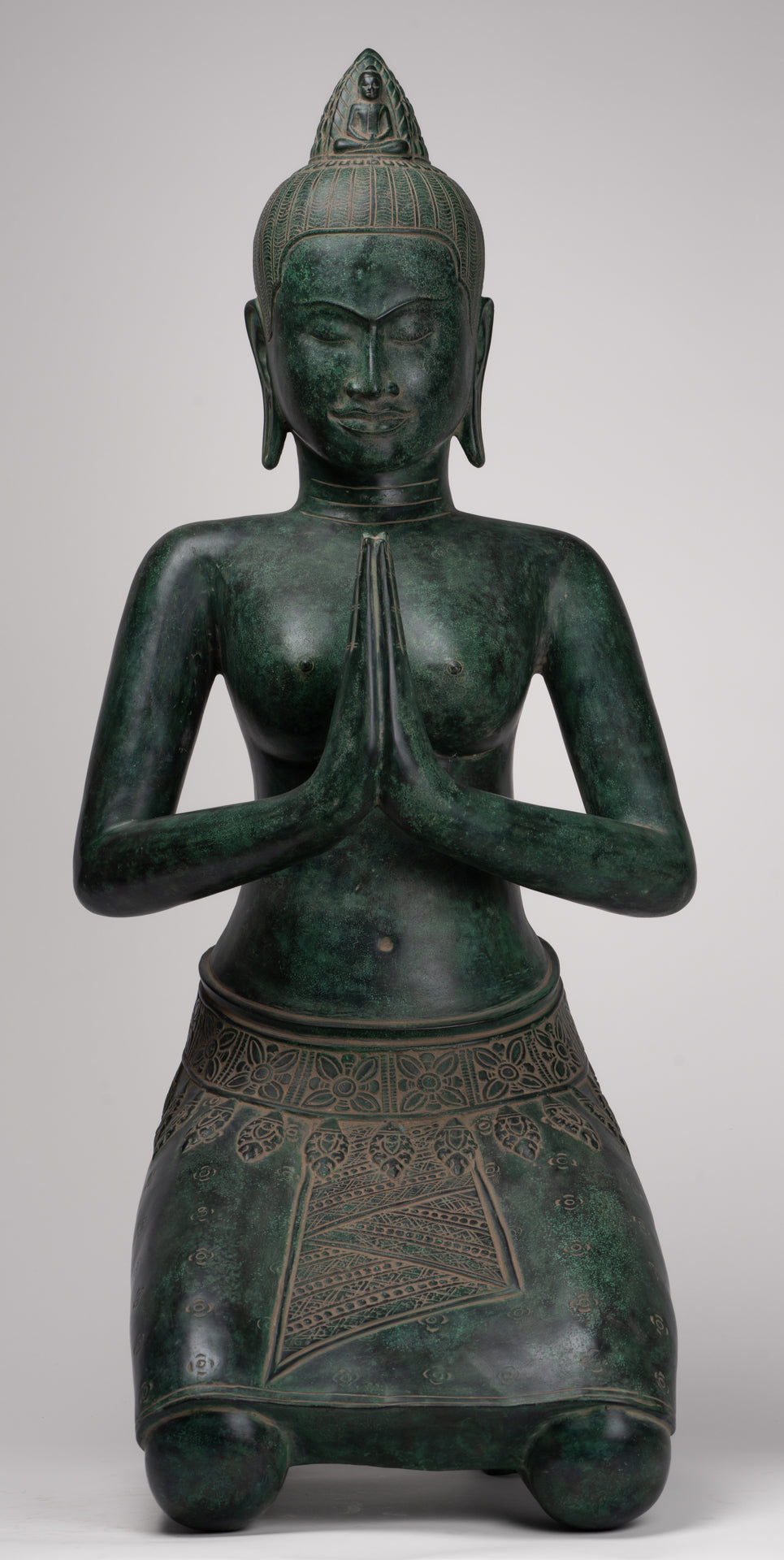 Deity Statue - Antique Khmer Style Bayon Prajnaparamita Statue / Goddess - 95cm/38"