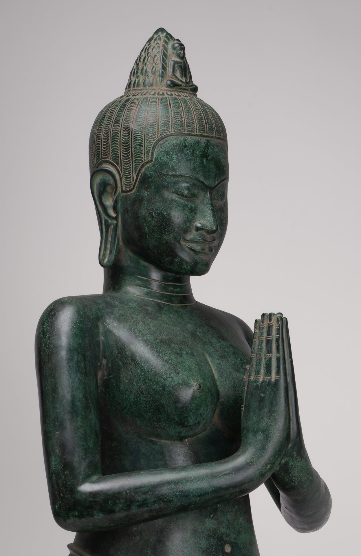 Deity Statue - Antique Khmer Style Bayon Prajnaparamita Statue / Goddess - 95cm/38"