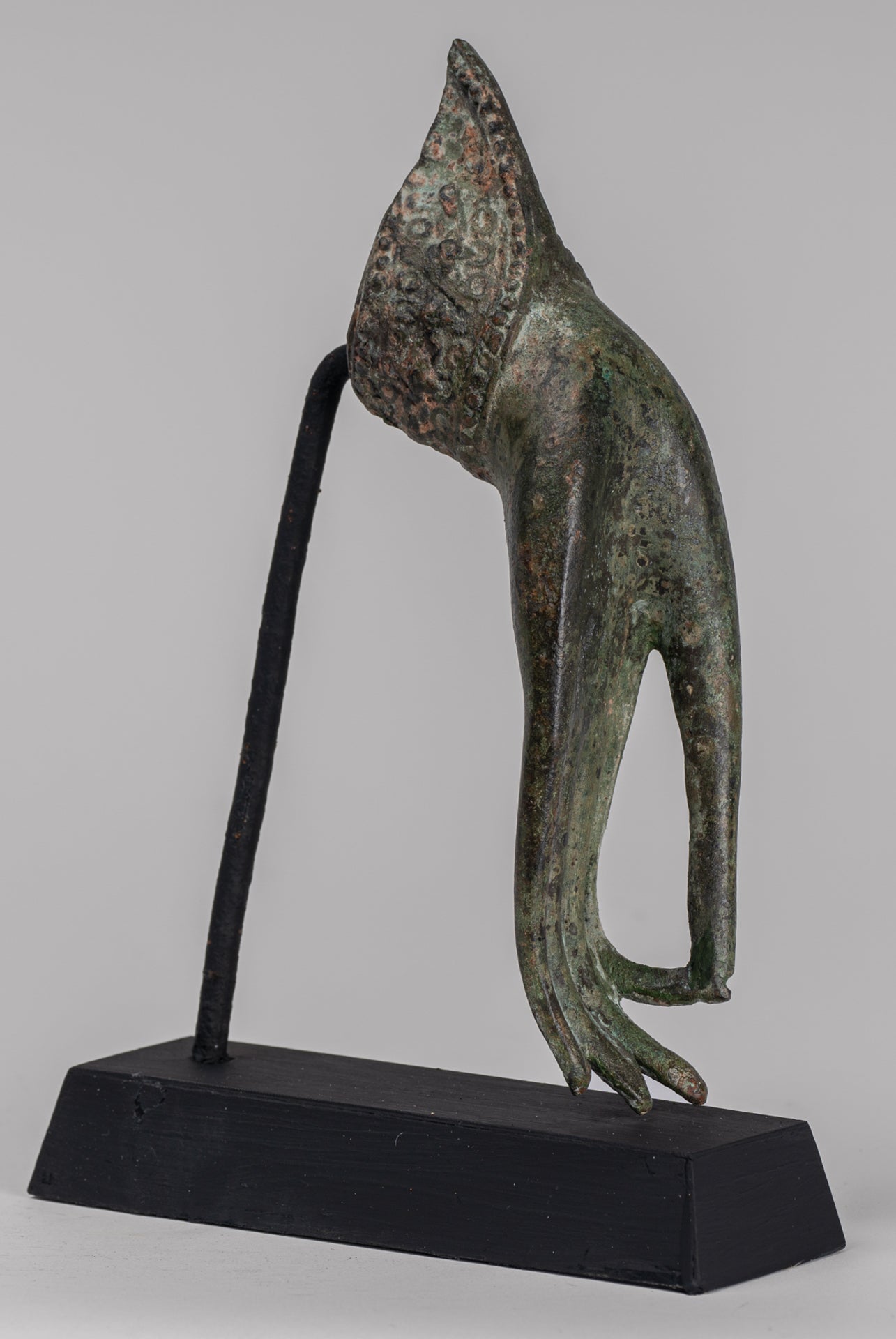 Mounted Antique Thai Style Southeast Asia Bronze Thai Teaching Hand - 19cm/8"