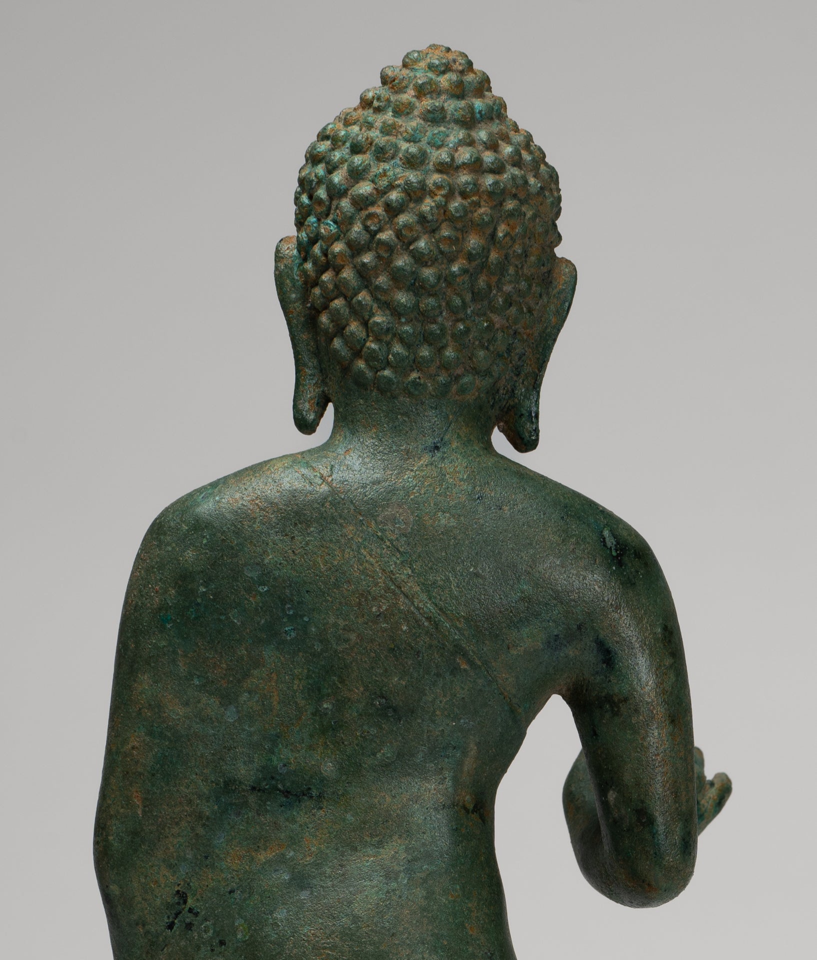 Buddha Statue - Antique Thai Style Standing Bronze Mon Dvaravati Teaching Buddha Statue - 35cm/14"