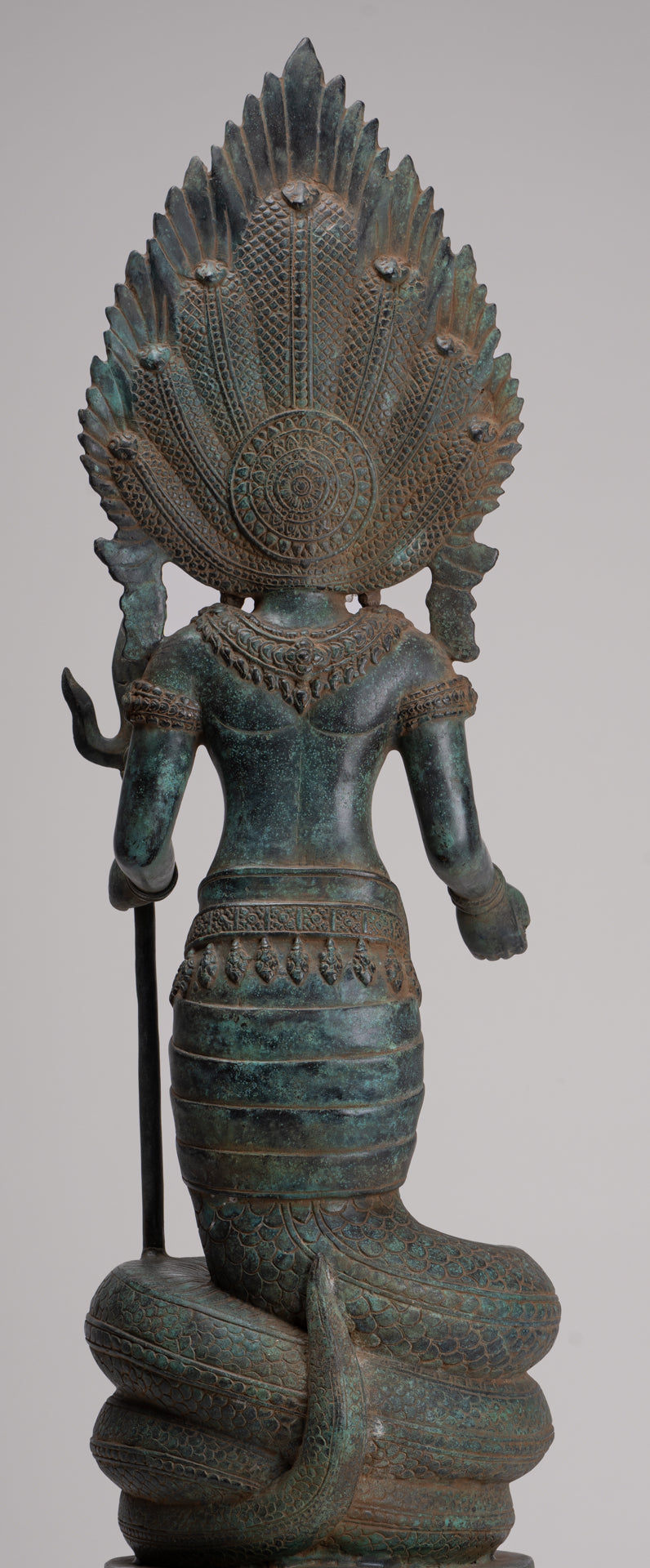 Naga Statue - Antique Khmer Style Bronze Protective 'Kaundinya I' Consort of Queen Soma - Naga, Snake or Serpent Statue - 77cm/31"