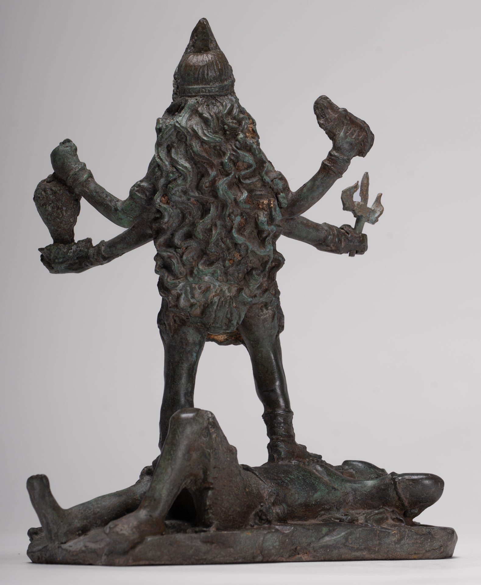 Kali Statue - Antique Indian Style Standing Bronze Kali or Mahakali Statue - 19cm/8"