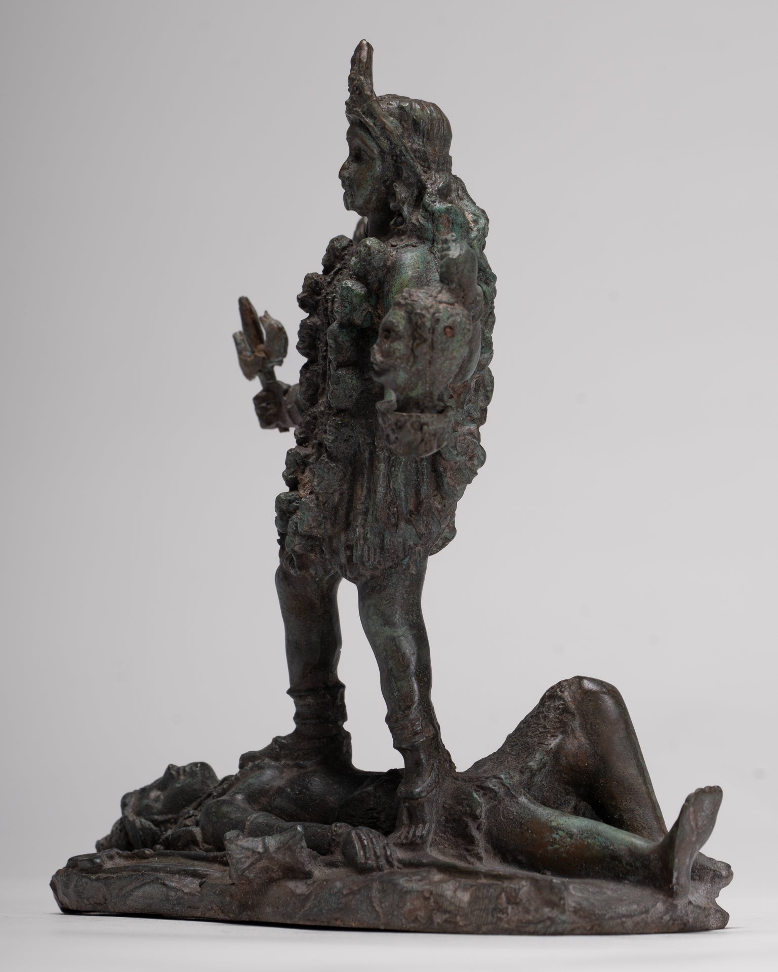 Kali Statue - Antique Indian Style Standing Bronze Kali or Mahakali Statue - 19cm/8"