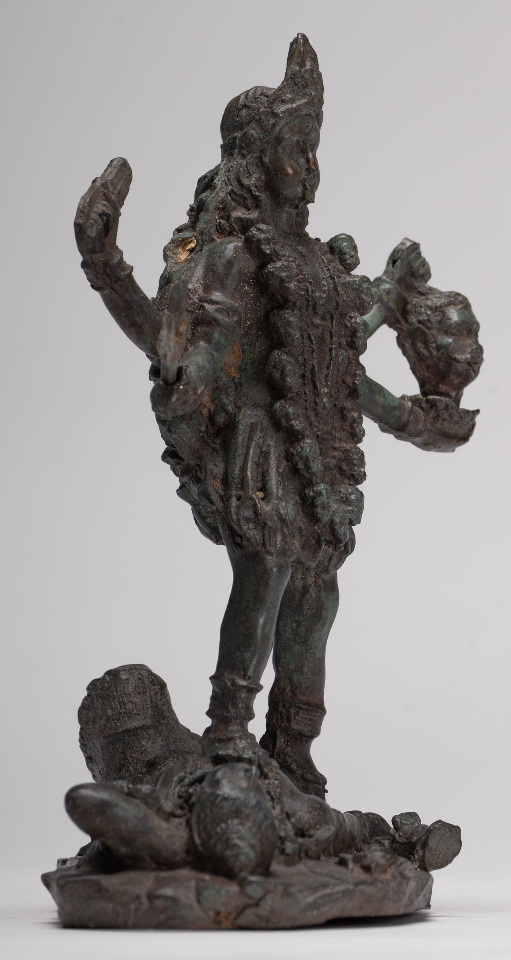 Kali Statue - Antique Indian Style Standing Bronze Kali or Mahakali Statue - 19cm/8"