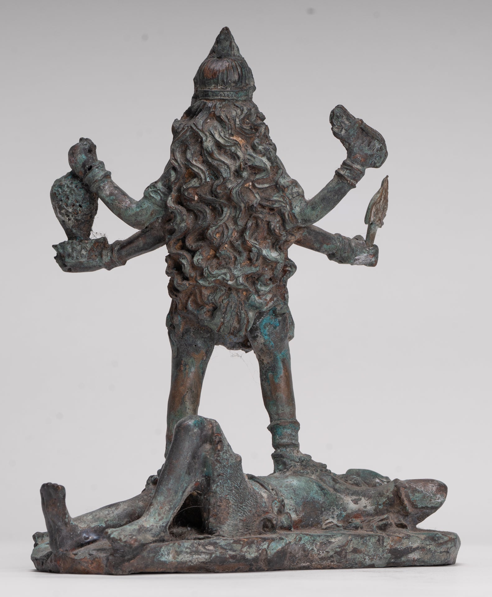 Kali Statue - Antique Indian Style Standing Bronze Kali or Mahakali Statue - 20cm/8"