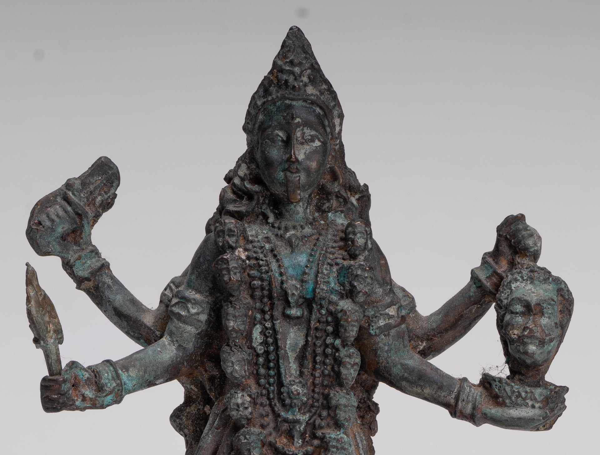 Kali Statue - Antique Indian Style Standing Bronze Kali or Mahakali Statue - 20cm/8"