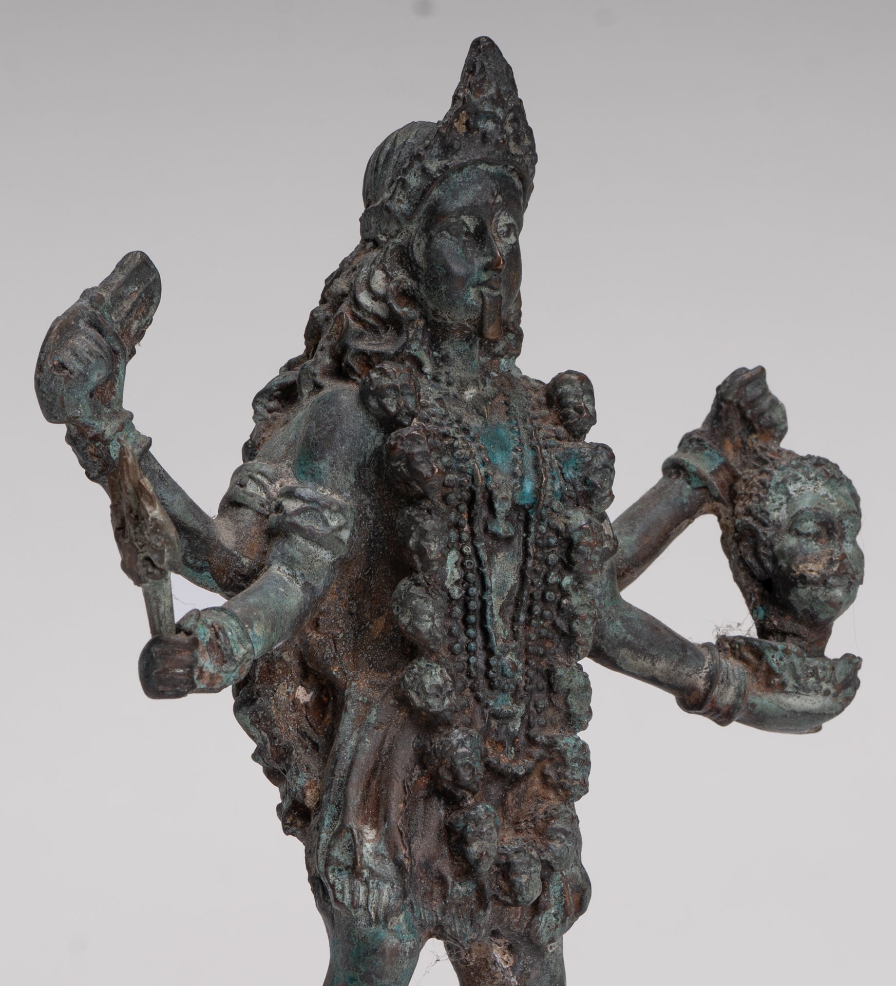 Kali Statue - Antique Indian Style Standing Bronze Kali or Mahakali Statue - 20cm/8"