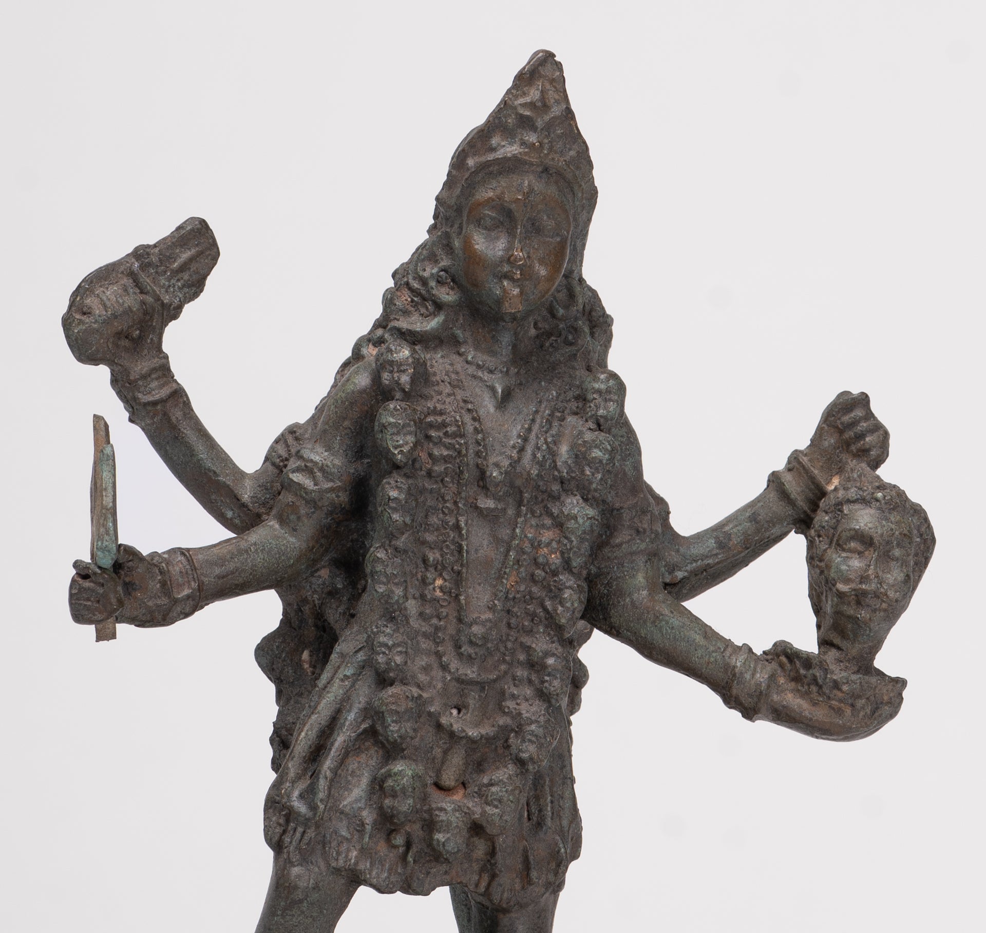 Kali Statue - Antique Indian Style Standing Bronze Kali or Mahakali Statue - 19cm/8"