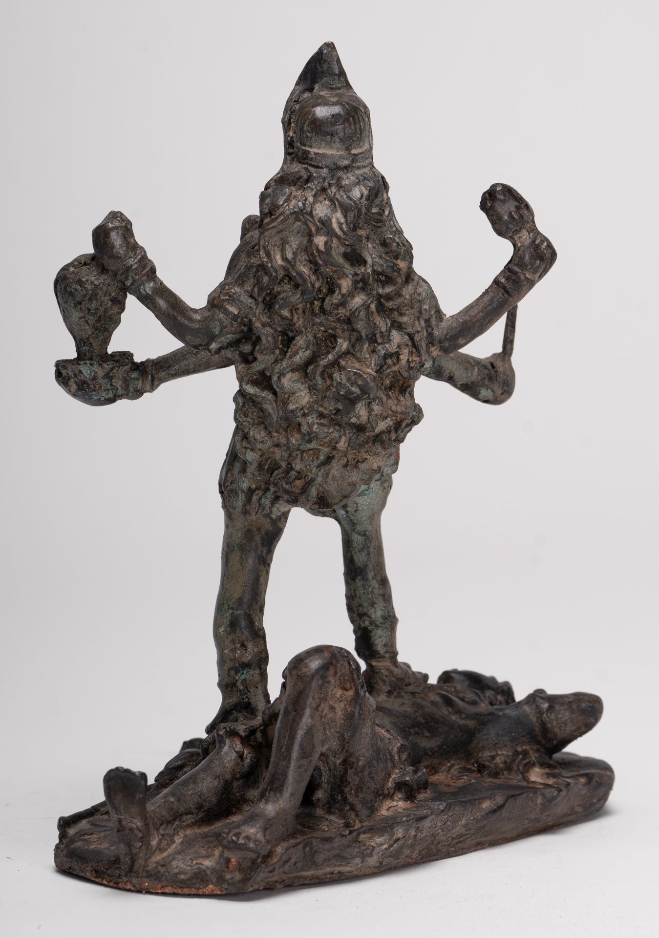 Antique Indian Style Standing Bronze Kali or Mahakali Statue - 19cm/8"