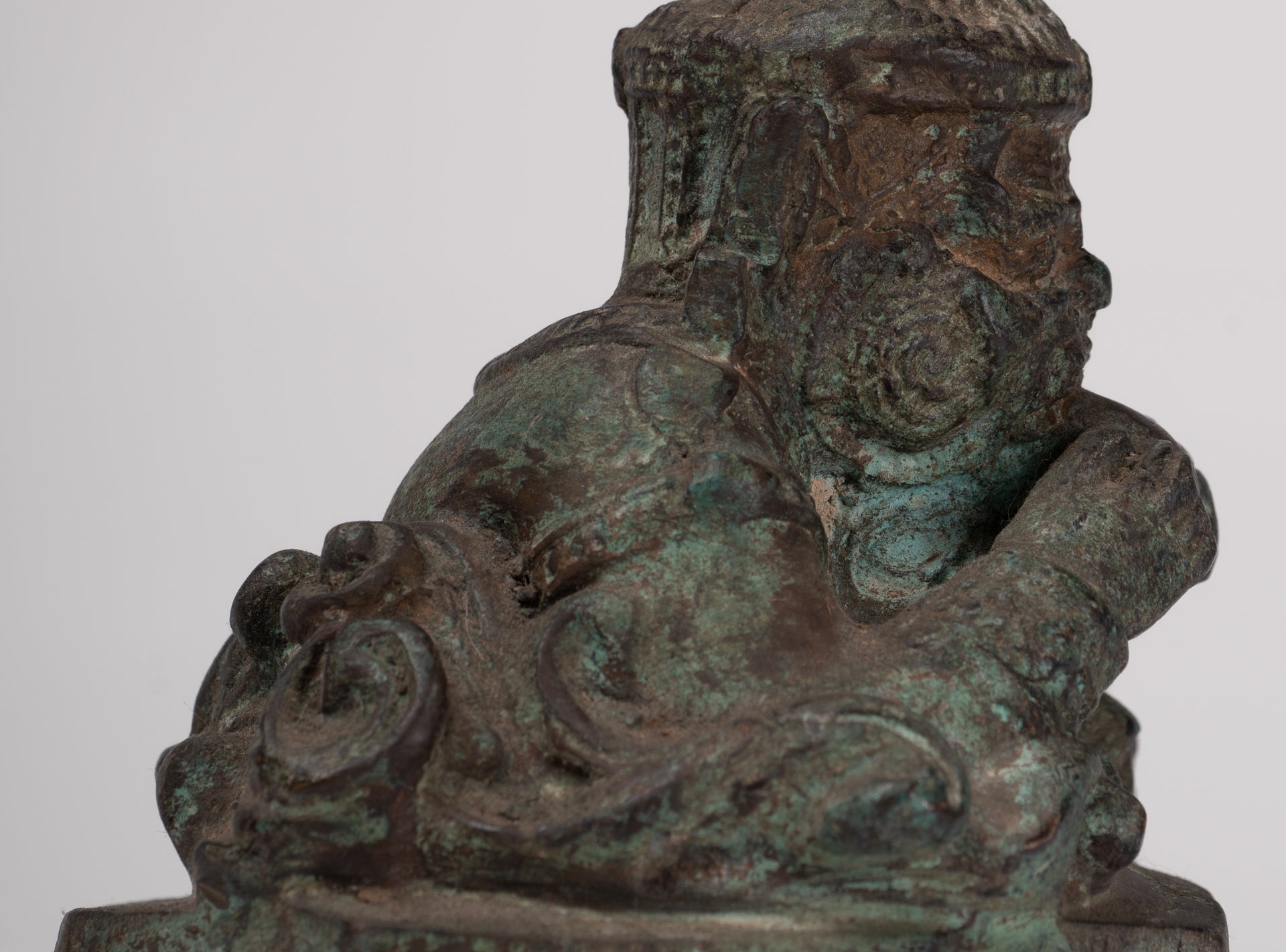 Phra Rahu Statue - Antique Thai Style God of Eclipses and Protection Phra Rahu Statue - 17.5cm/7"