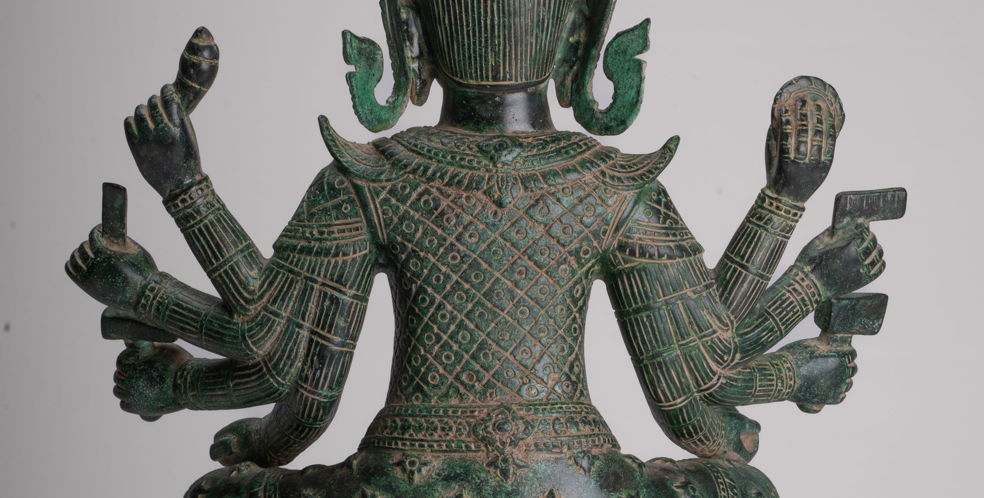 Antique Khmer Style Bronze Seated Vishvakarman Statue - Divine Architect - 59cm/24"