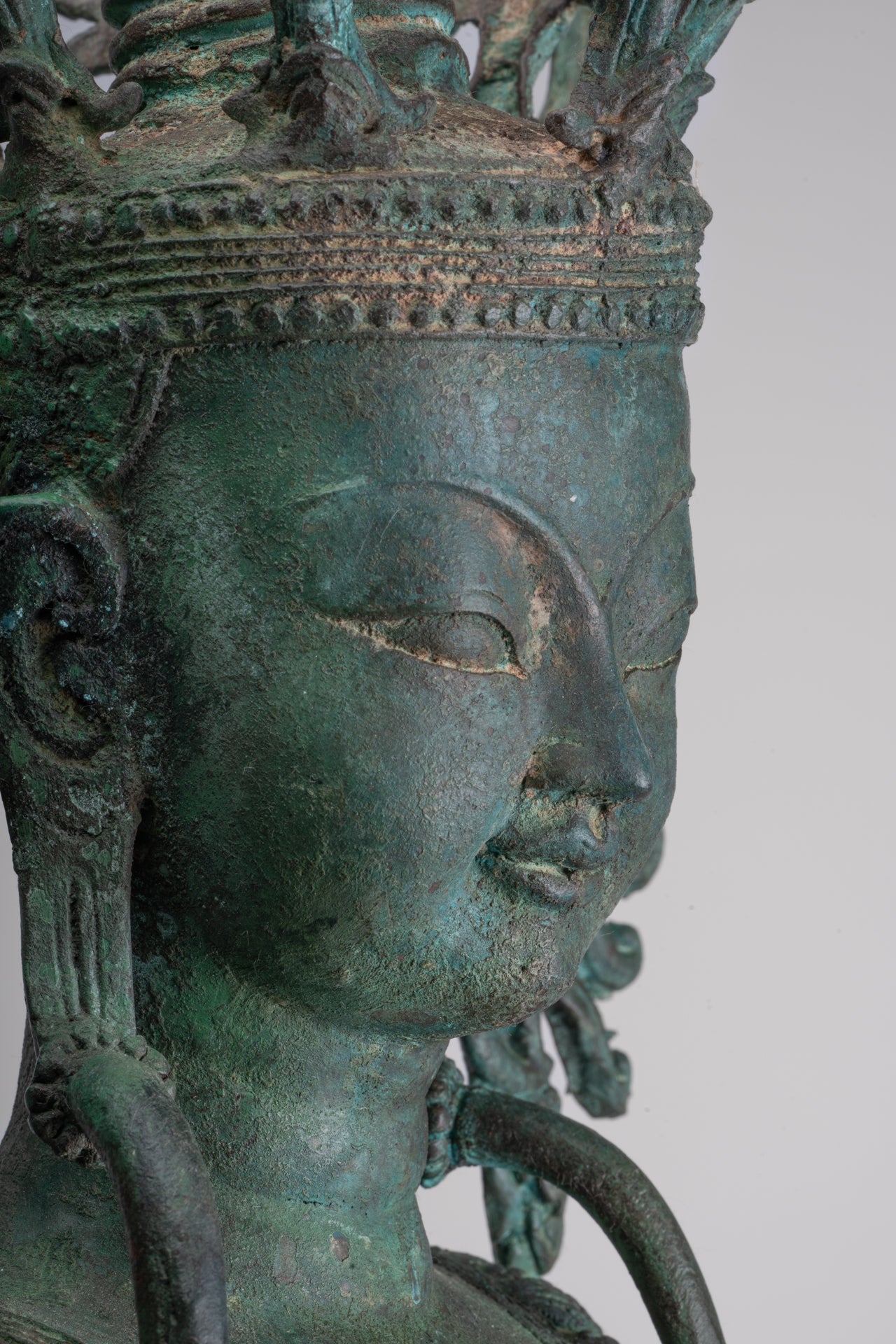 Large Buddha Statue - Antique Burmese Style Bronze Shan Enlightenment Seated Buddha Statue - 103cm/41"