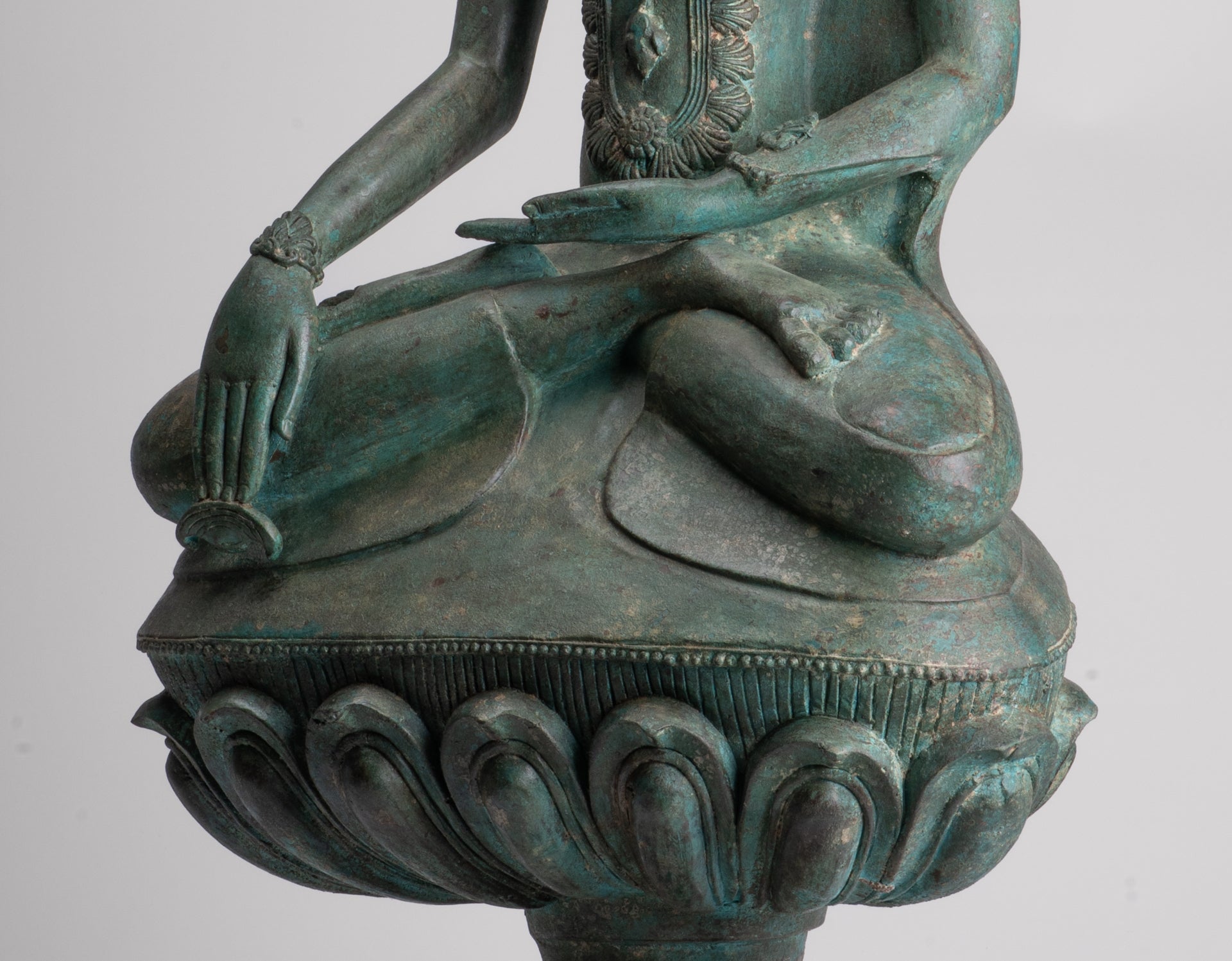 Large Buddha Statue - Antique Burmese Style Bronze Shan Enlightenment Seated Buddha Statue - 103cm/41"