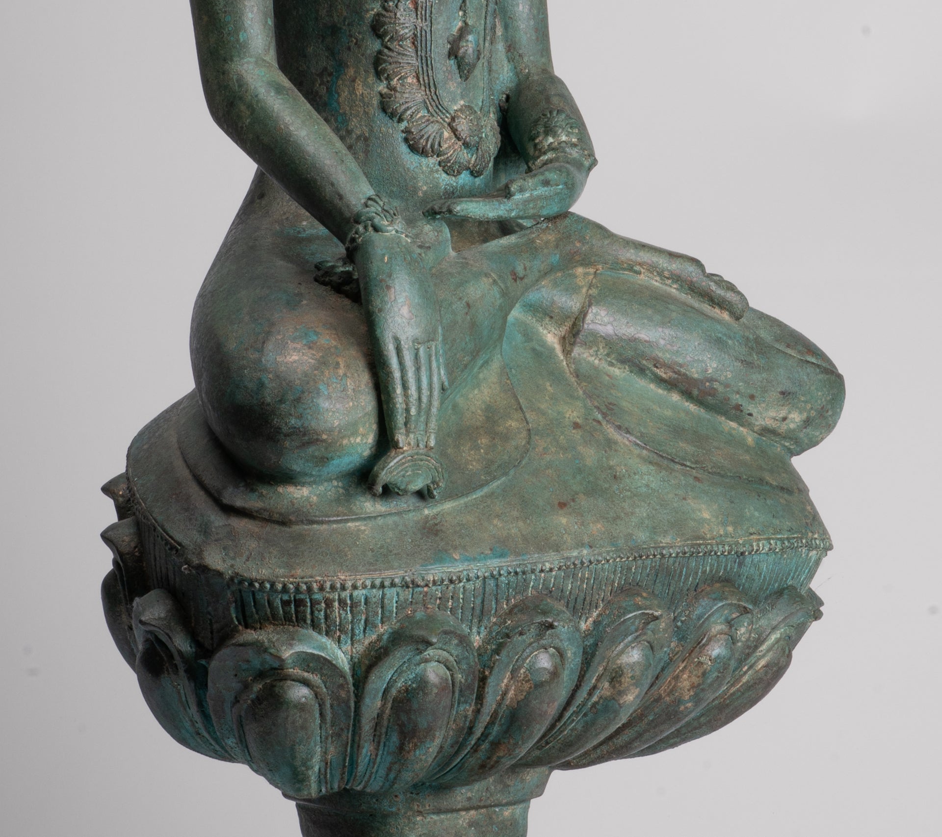 Large Buddha Statue - Antique Burmese Style Bronze Shan Enlightenment Seated Buddha Statue - 103cm/41"