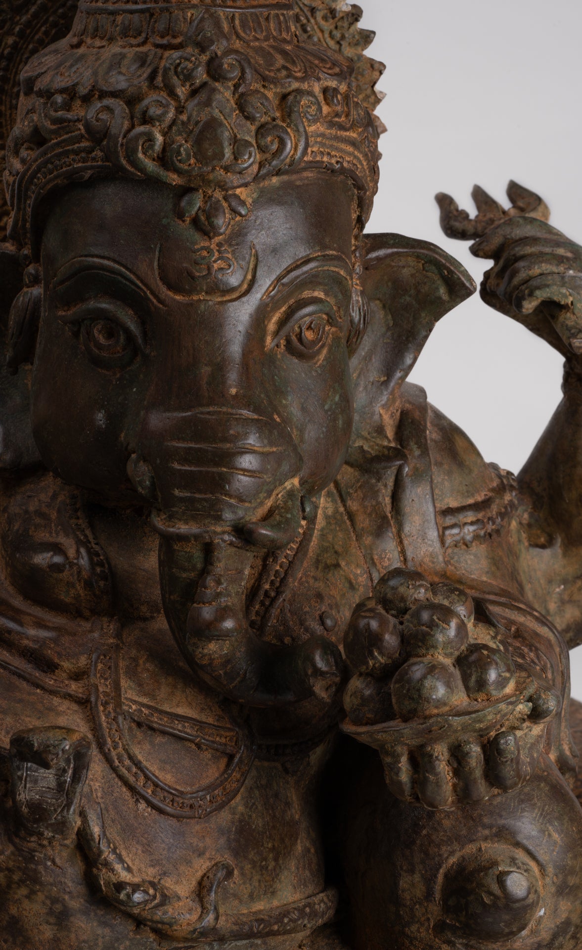 Ganesh - Antique Thai Style Bronze Reclining Ganesha Statue - 47cm/19"