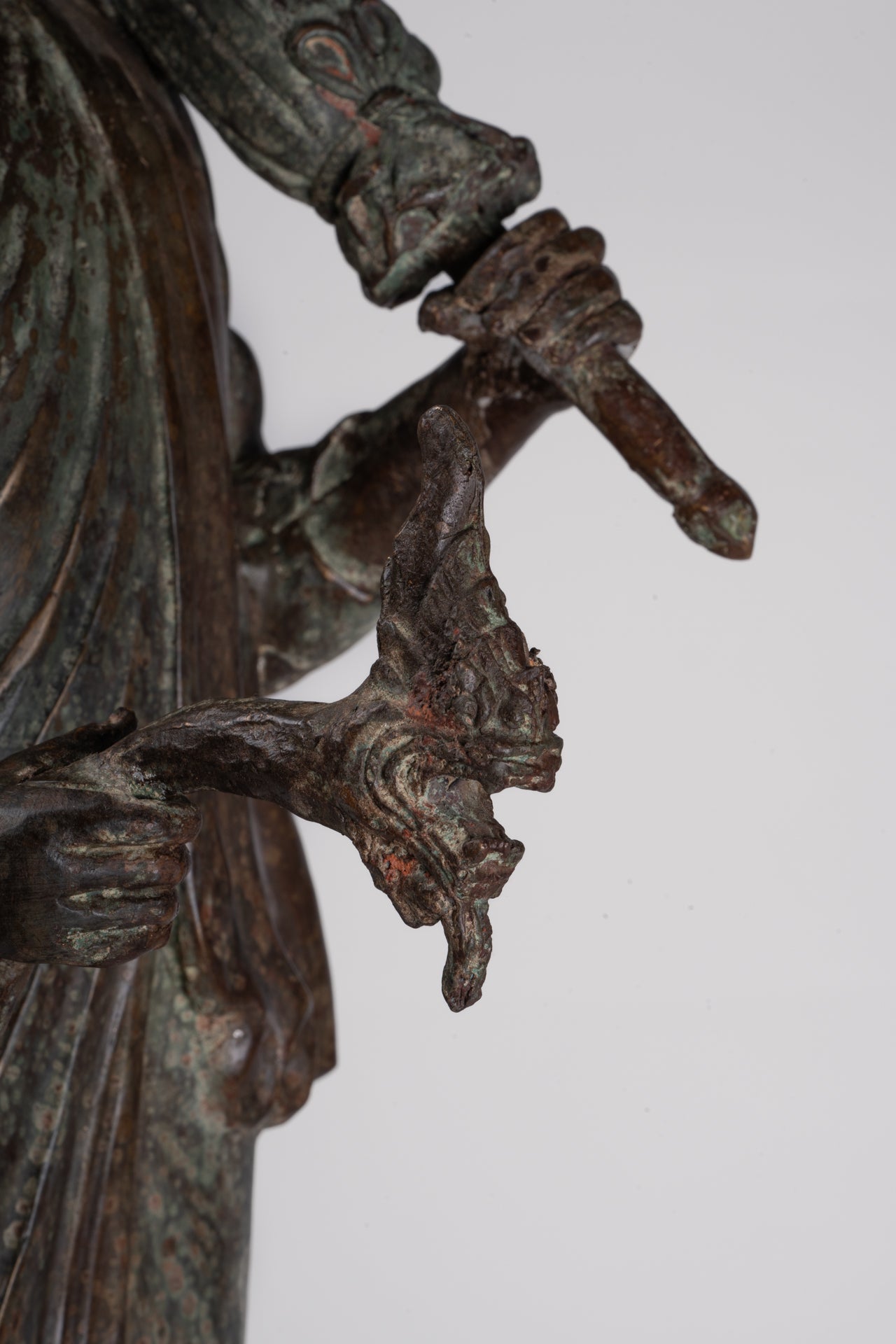 Monk - Antique Thai Style Bronze Dvaravati Sīvali Devotee / Disciple of Buddha Statue - 71cm/28"