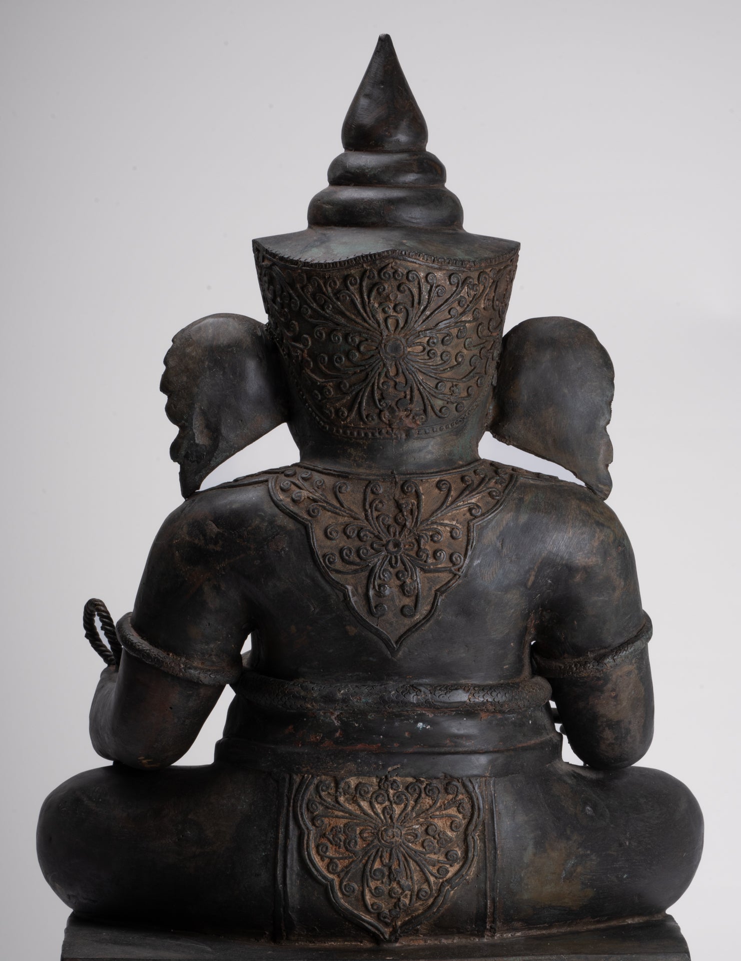 Ganesha Statue - Antique Thai Style Bronze Seated 2-Arm Ganesha Statue - 65cm/26"