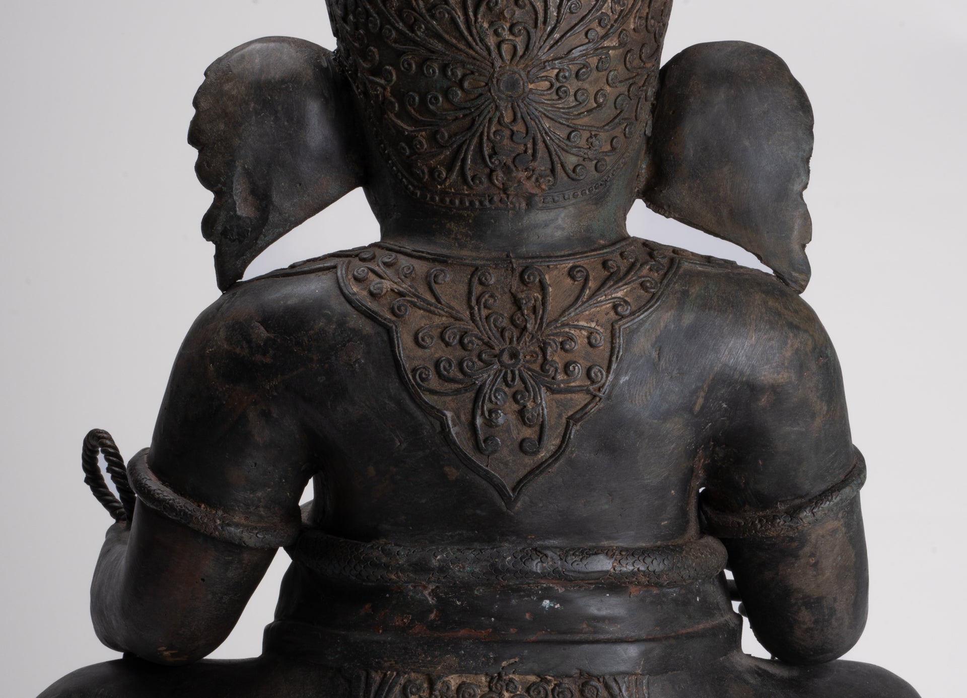 Ganesha Statue - Antique Thai Style Bronze Seated 2-Arm Ganesha Statue - 65cm/26"