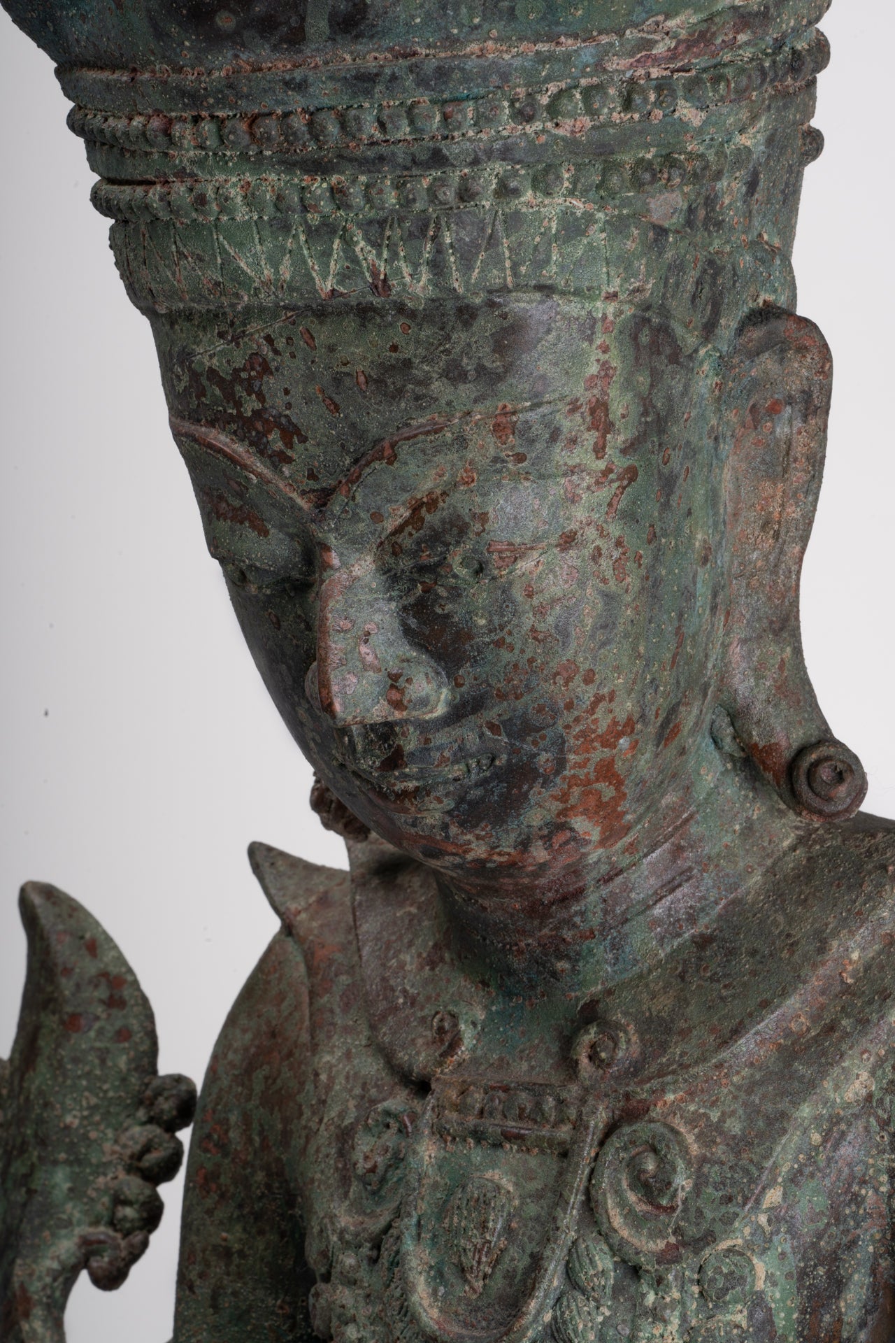 Antique Burmese Style Bronze Shan Enlightenment Seated Buddha Statue - 100cm/40"