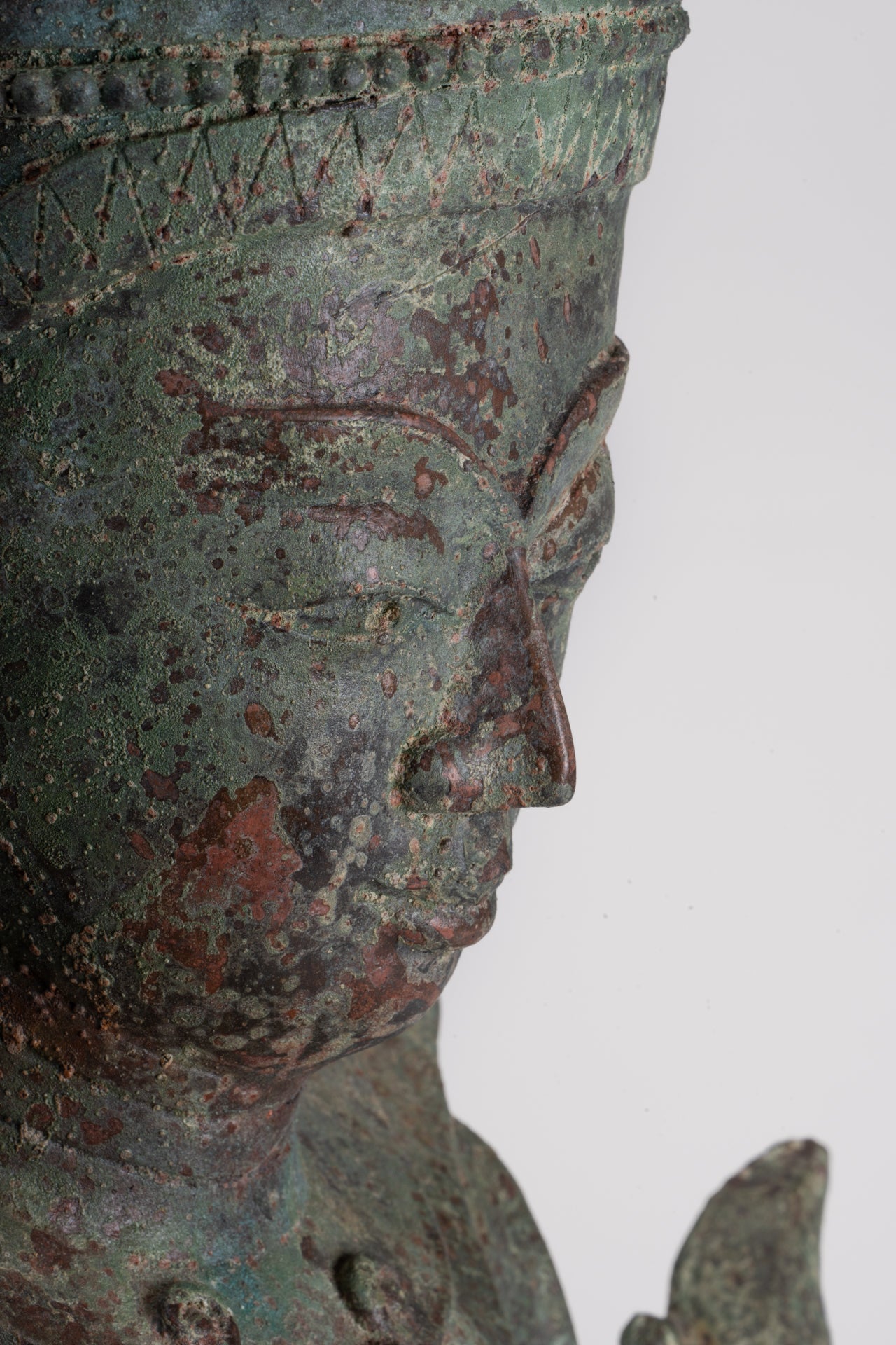 Antique Burmese Style Bronze Shan Enlightenment Seated Buddha Statue - 100cm/40"