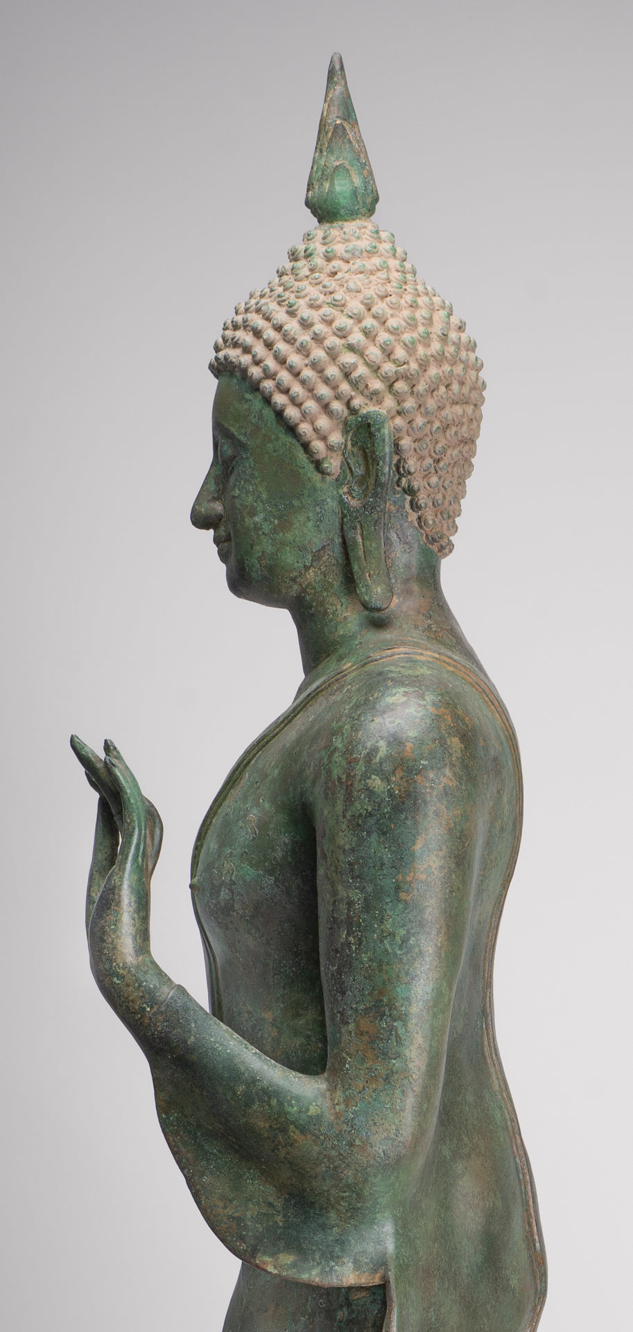 Large Antique Thai Style Sukhothai Bronze Teaching Walking Buddha Statue - 147cm/59"