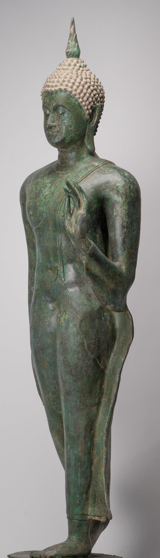 Large Antique Thai Style Sukhothai Bronze Teaching Walking Buddha Statue - 147cm/59"