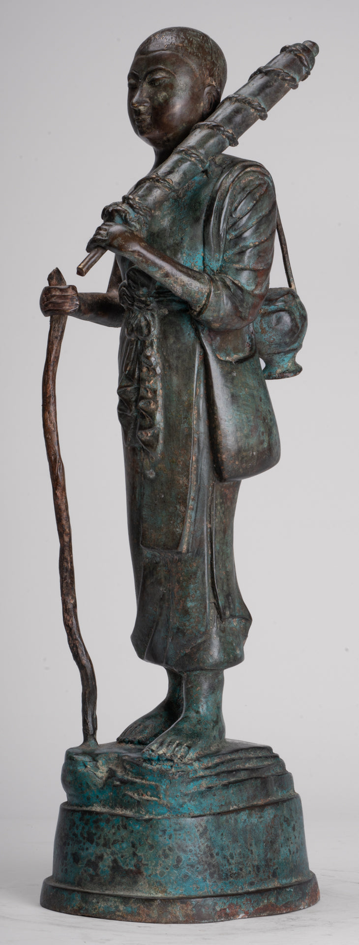 Monje - Antique Thai Style Bronze Dvaravati Sīvali Devotee / Disciple of Buddha Statue - 57cm / 23 "