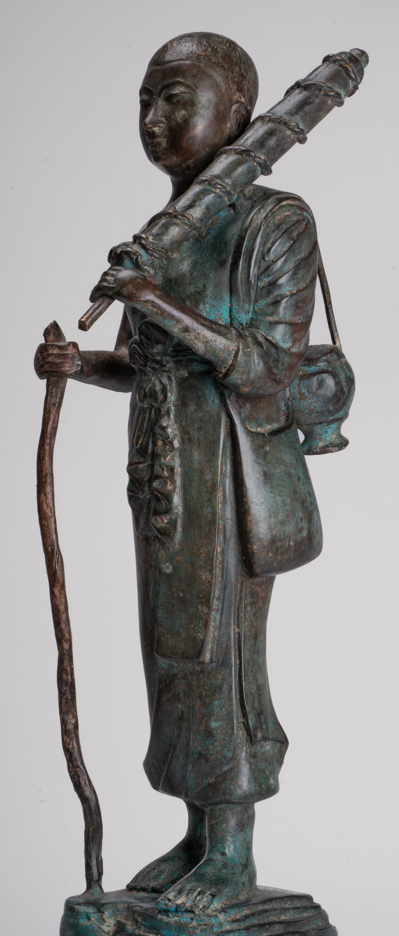 Monje - Antique Thai Style Bronze Dvaravati Sīvali Devotee / Disciple of Buddha Statue - 57cm / 23 "