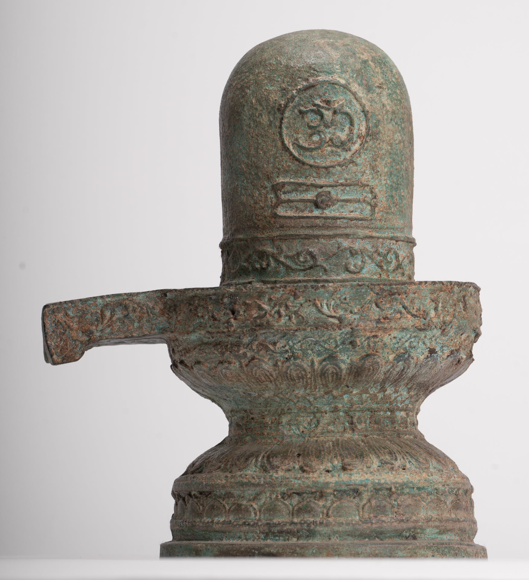 Linga - Antique Indian Style South Asia Bronze Shiva Linga / Lingnum & Yoni - 27cm/11"