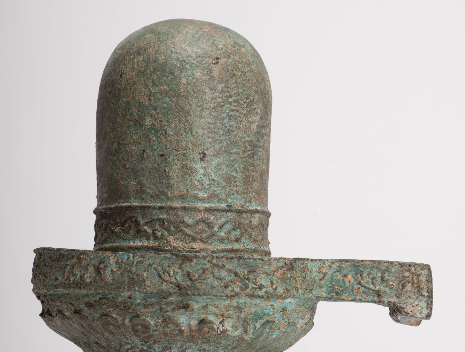 Linga - Antique Indian Style South Asia Bronze Shiva Linga / Lingnum & Yoni - 27cm/11"