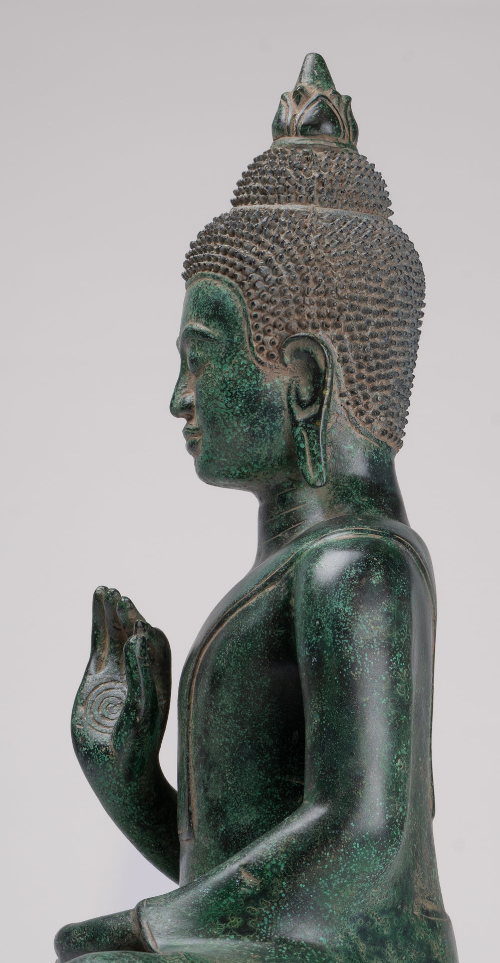 Buddha Statue - Antique Khmer Style Bronze Enthroned Teaching Buddha Statue - 47cm/19"